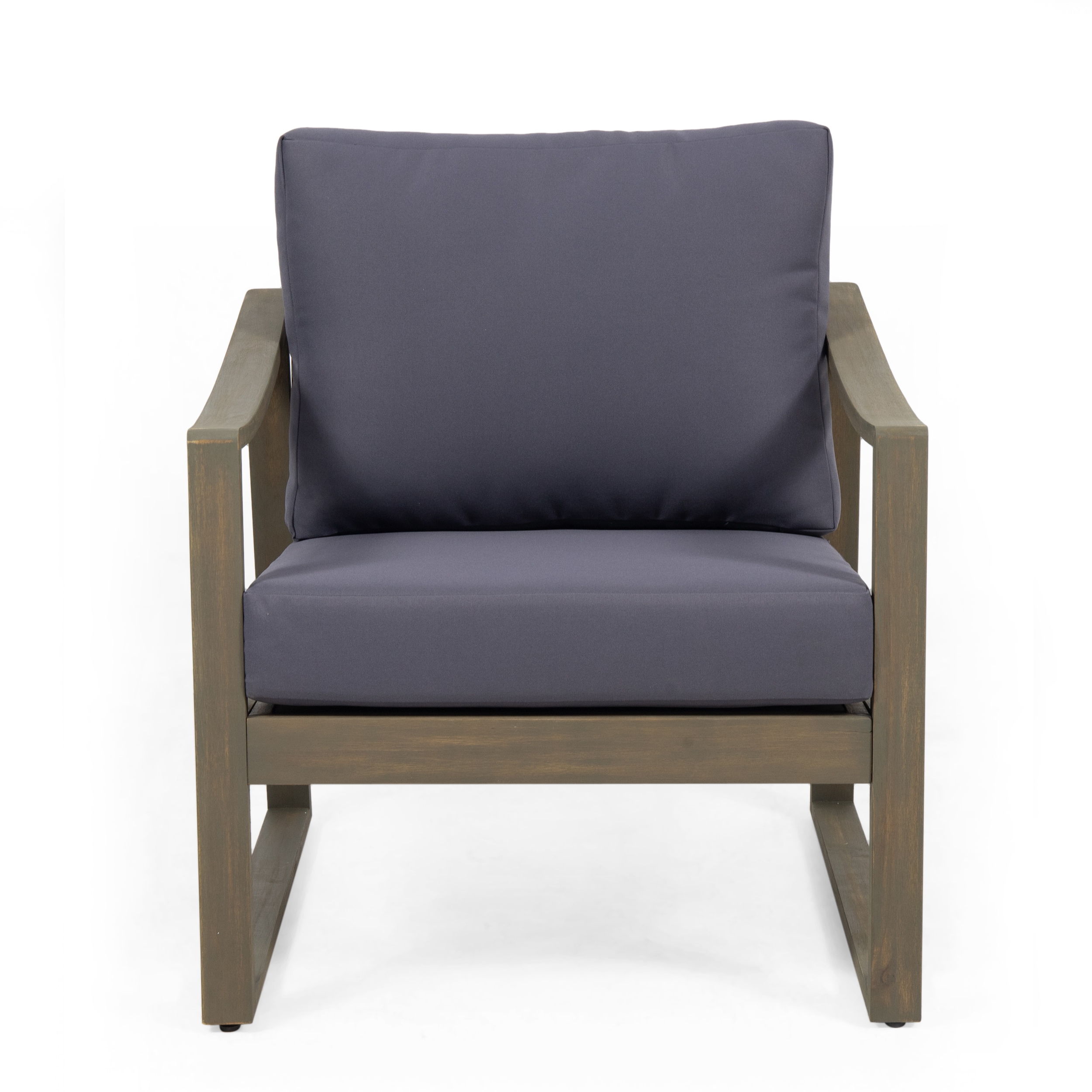 Clihome CL-NI-69678 Brown Wood Frame Stationary Dining Chair with Gray Cushioned Seat