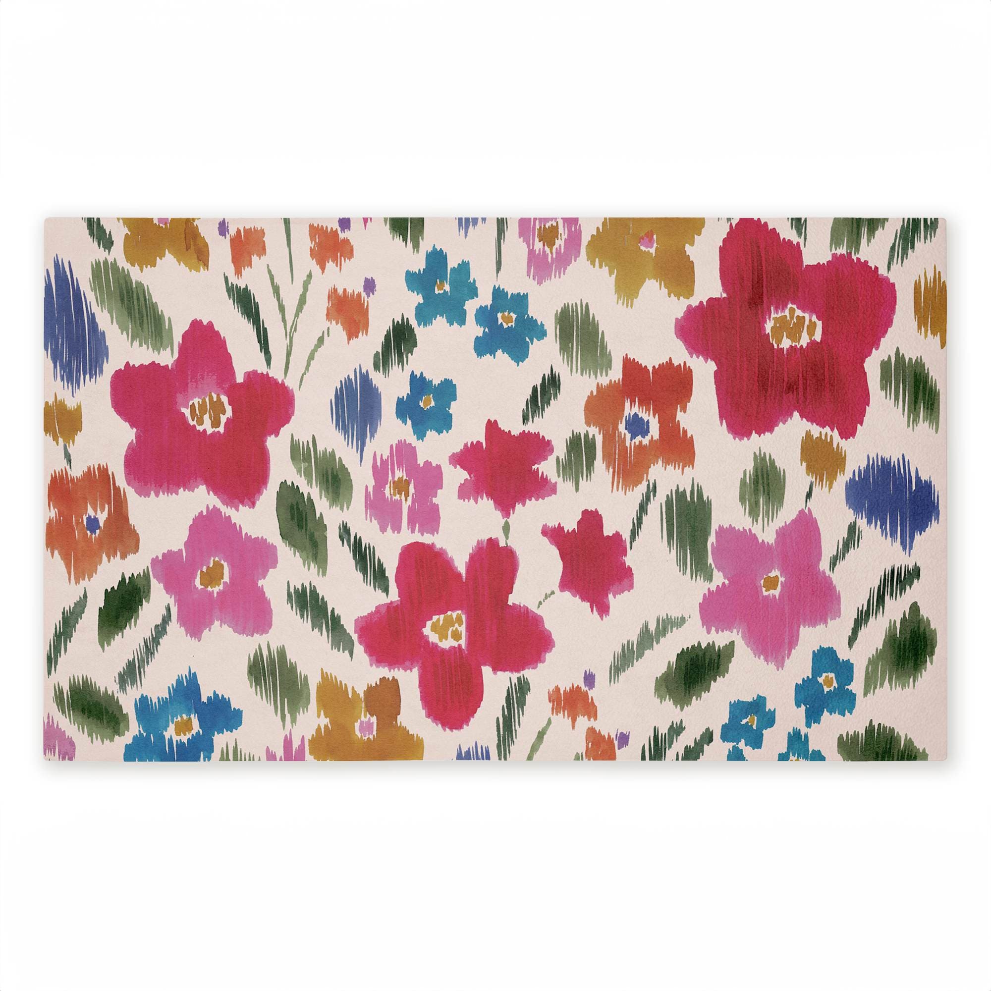 Stupell Industries Boho Ikat Flowers Printed Outdoor Door Floor Mat 30 x 18