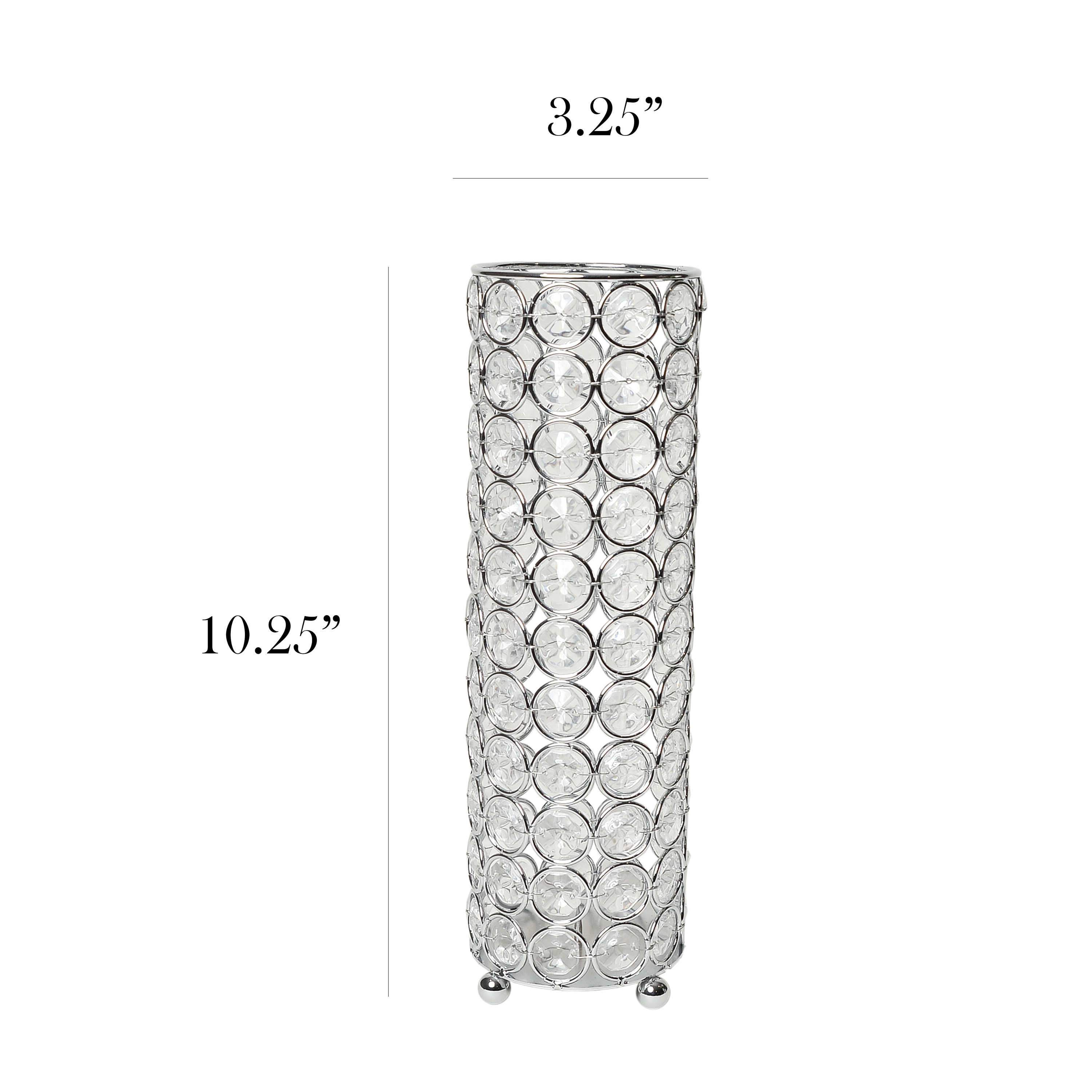 Elipse 11" Chrome and Crystal Decorative Vase/Candle Holder