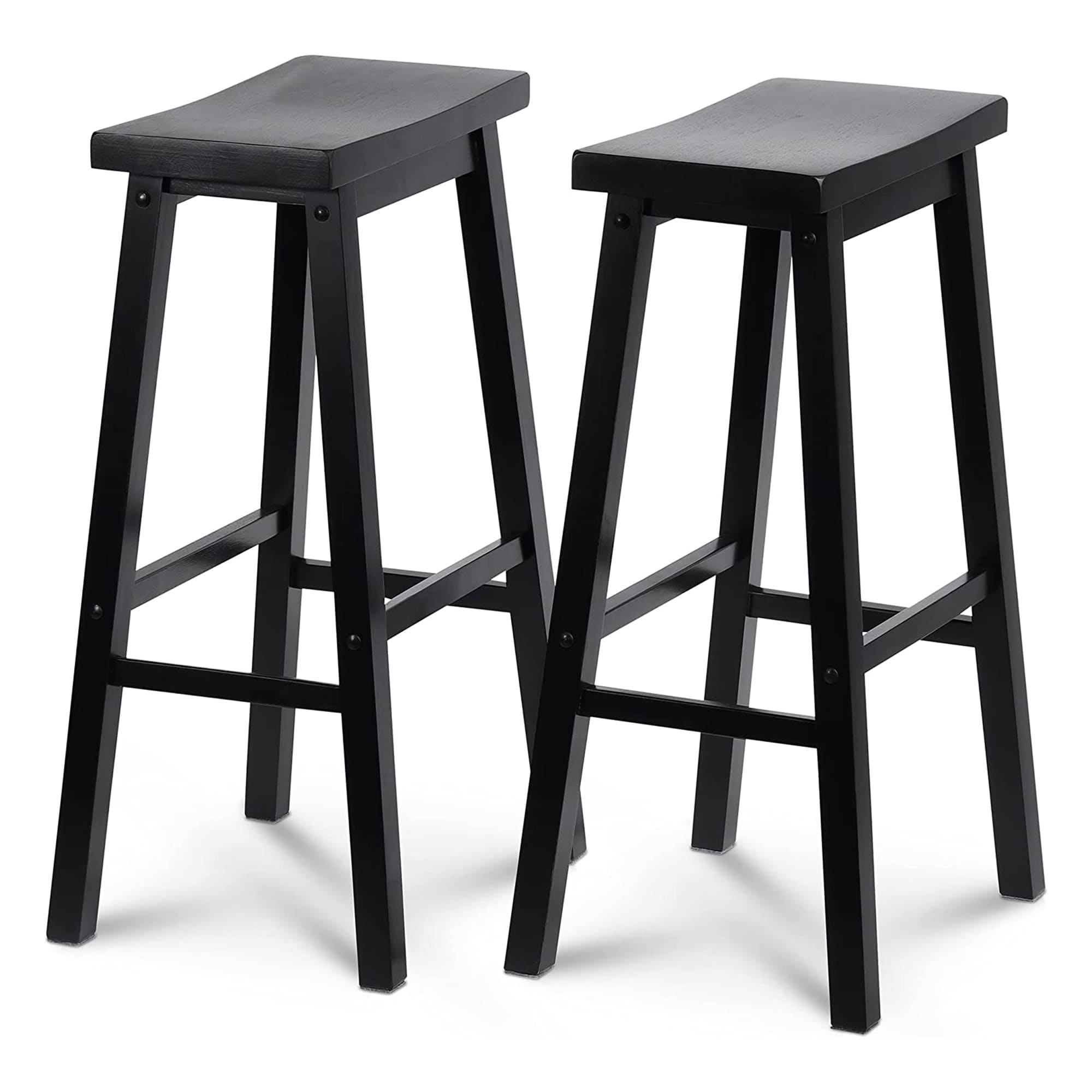 PJ Wood 304523 Black 29-in H Bar height Wood Bar Stool 2 -Pack