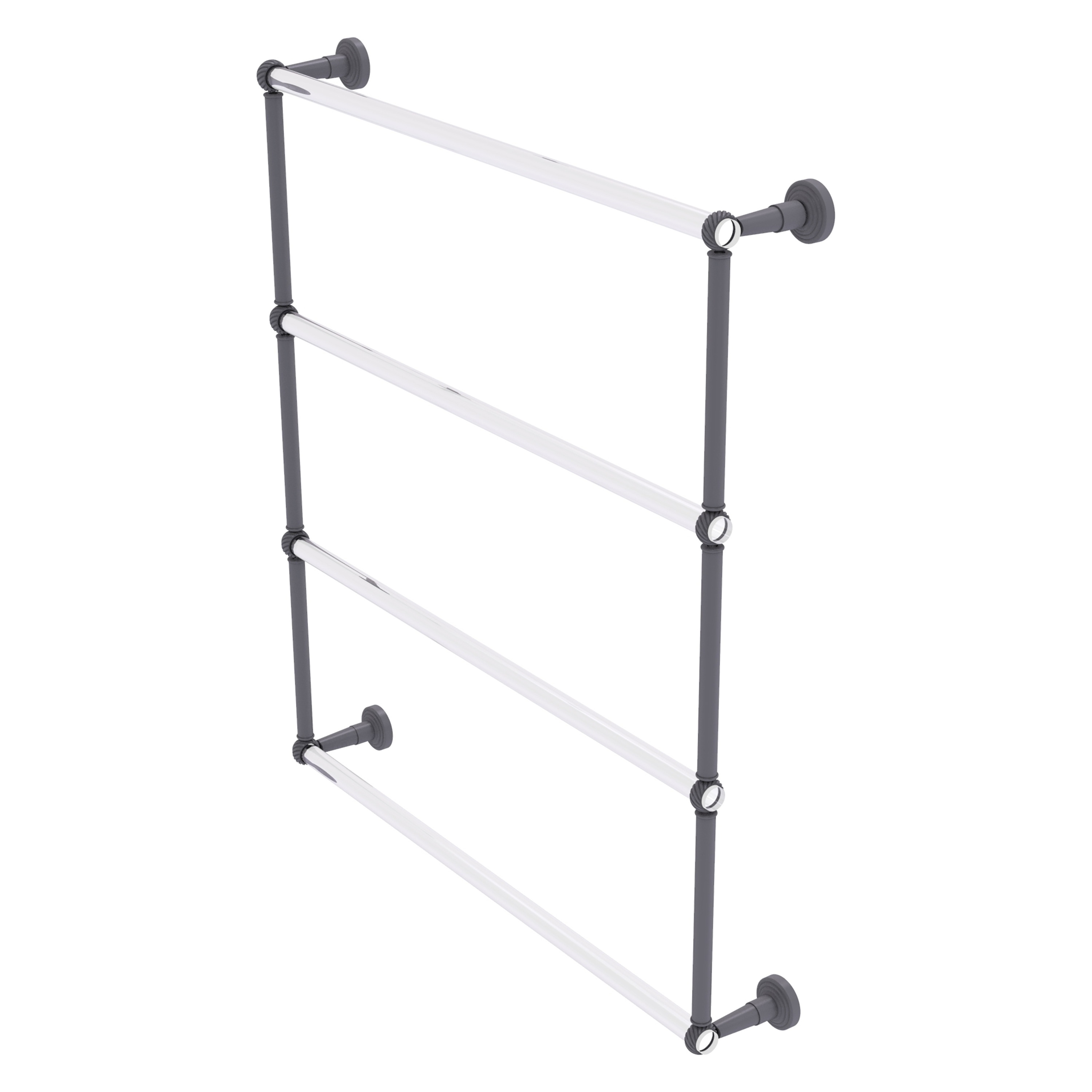 Allied Brass PB-28T-30-GYM Pacific Beach 30-in double Matte Gray Wall mount 4-tier Towel Bar