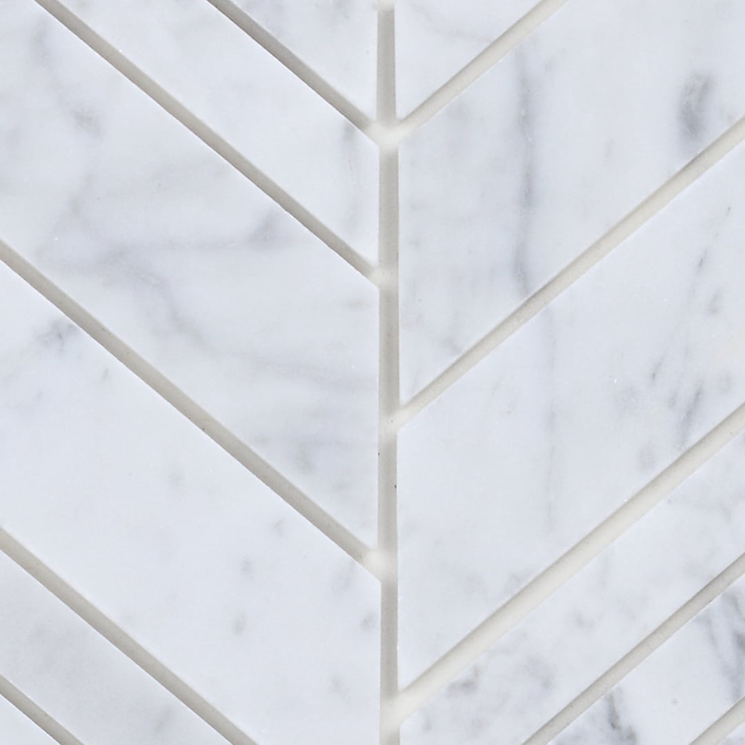 SpeedTiles SAM-IS000PIS563 Sample - 2X Faster White and Gray 4-in x 4-in Carrara-look Marble look Wall Tile