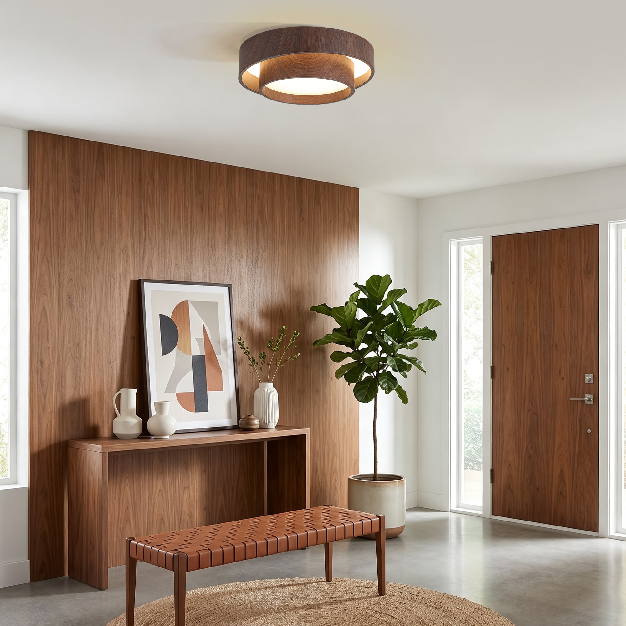 HLJYNJM 15.75-Inch 2-Tier LED Flush Mount Round Ceiling Light Fixture ...