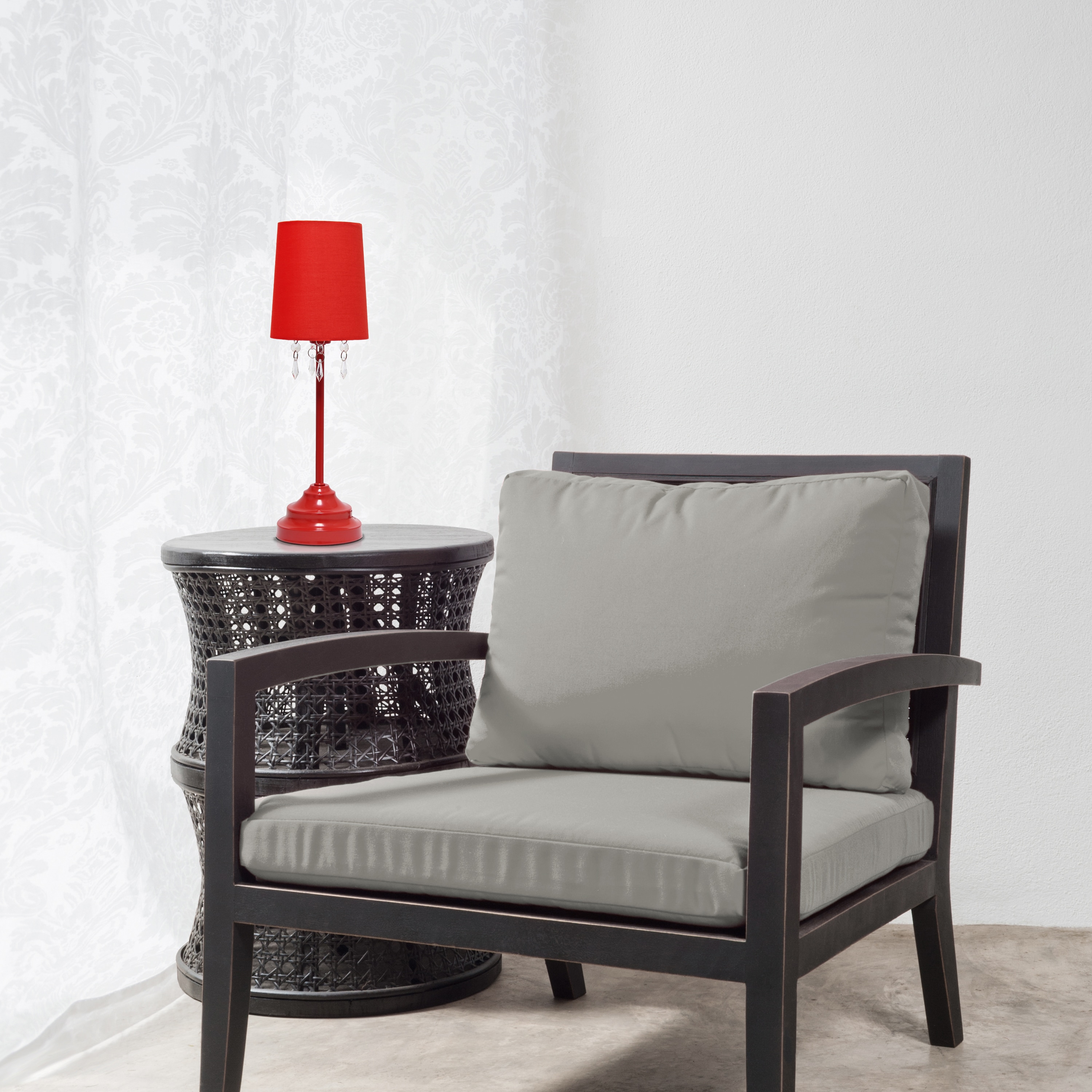 Simple Designs LT3018-RED 17.25-in Red On/Off switch Table Lamp with Fabric Shade