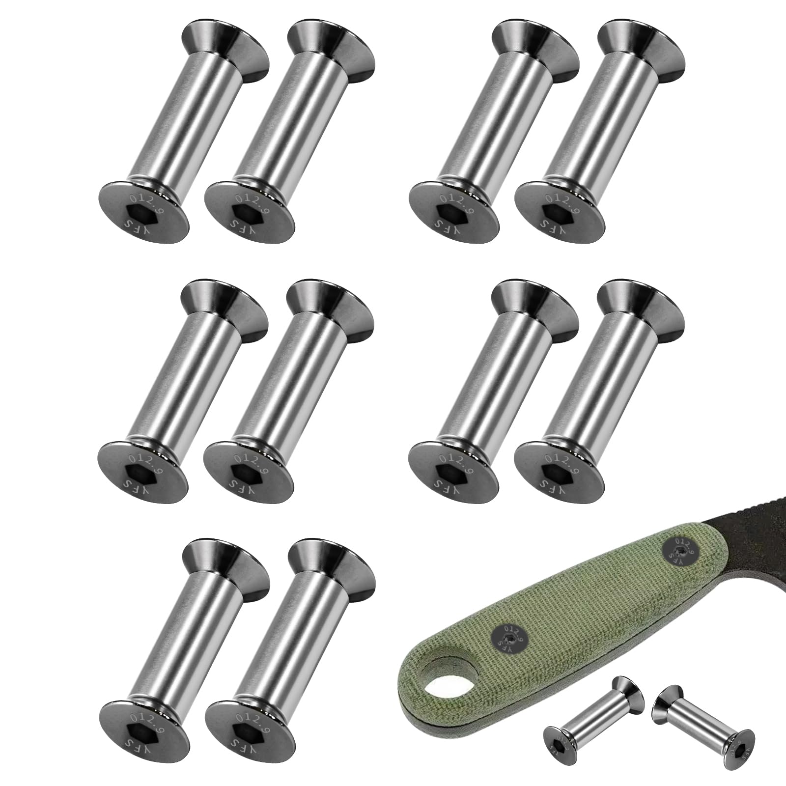Ahfiwaso  Knife Handle Screws Rivets Bolts Fasteners Hex Flat Head Screws for Blade Fixing and DIY Projects Pack of Ten durable home and garden