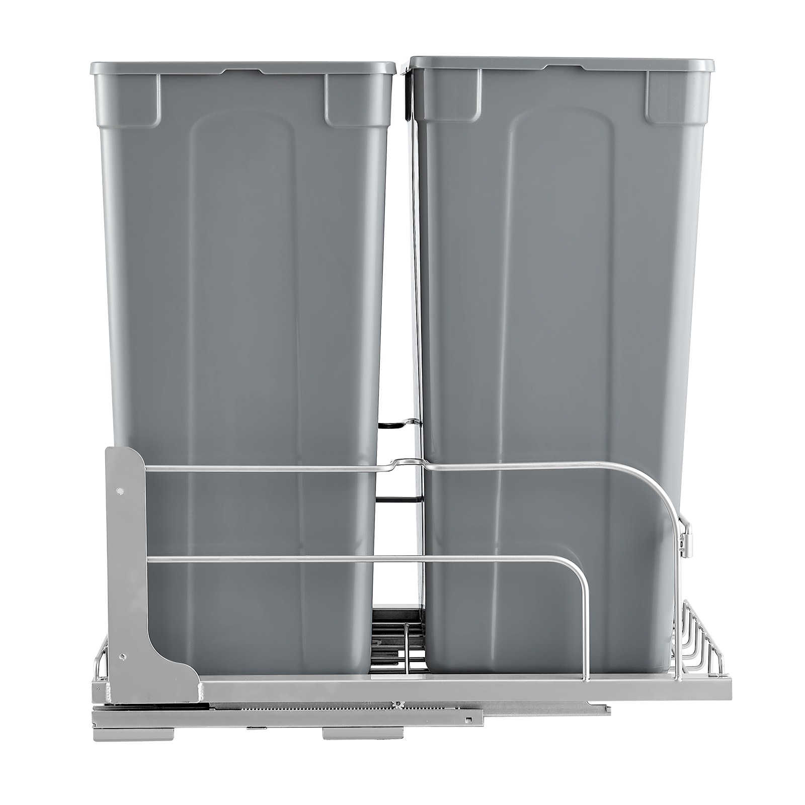 Mecale Pull Out Trash Can Dual 50 QT Capacity Double Under Mount Kitchen Cabinet Bin Soft Close with Door Kit