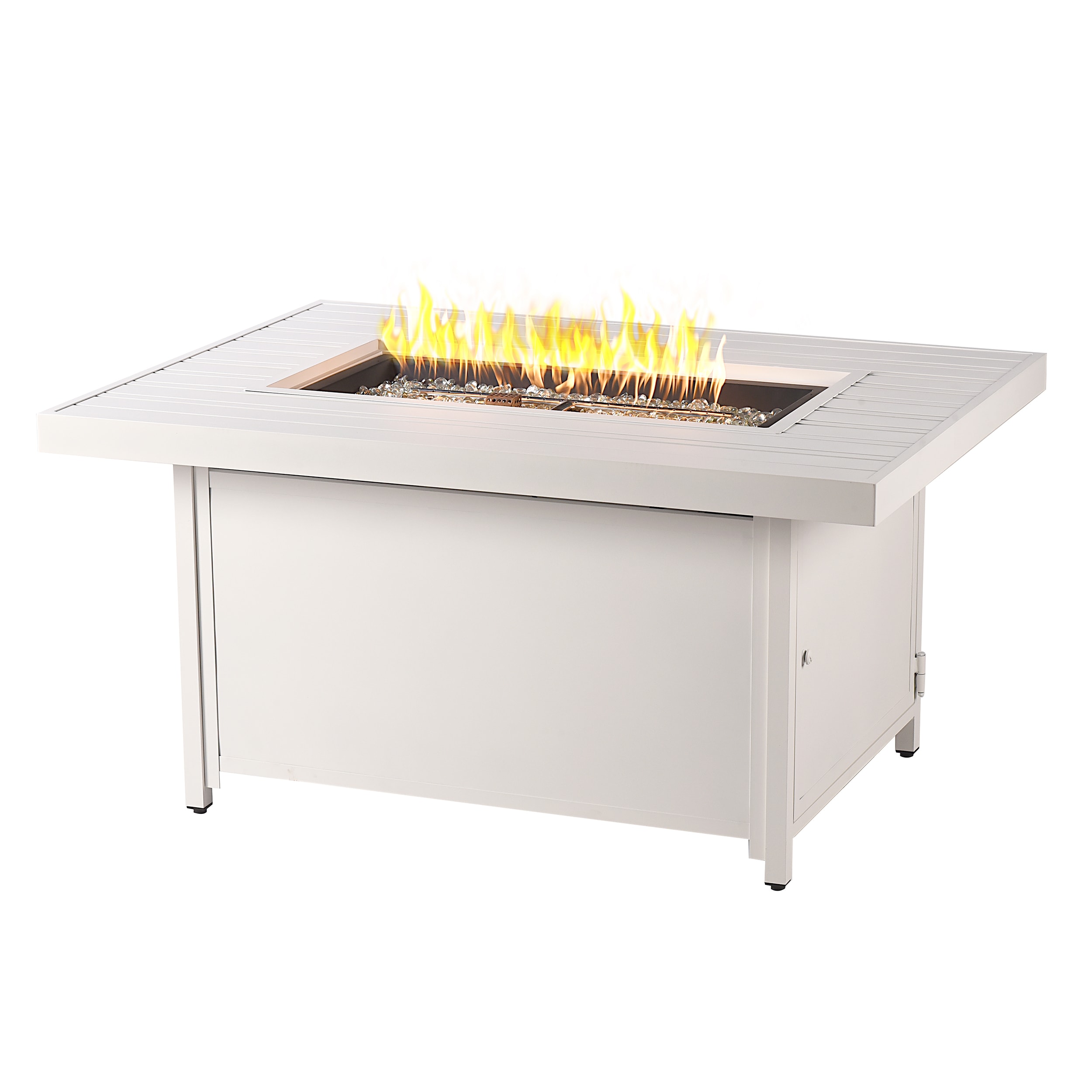 Oakland Living GENEVA-FPT-WT 48-in W White Portable Aluminum Rectangle Liquid propane Fire pit table