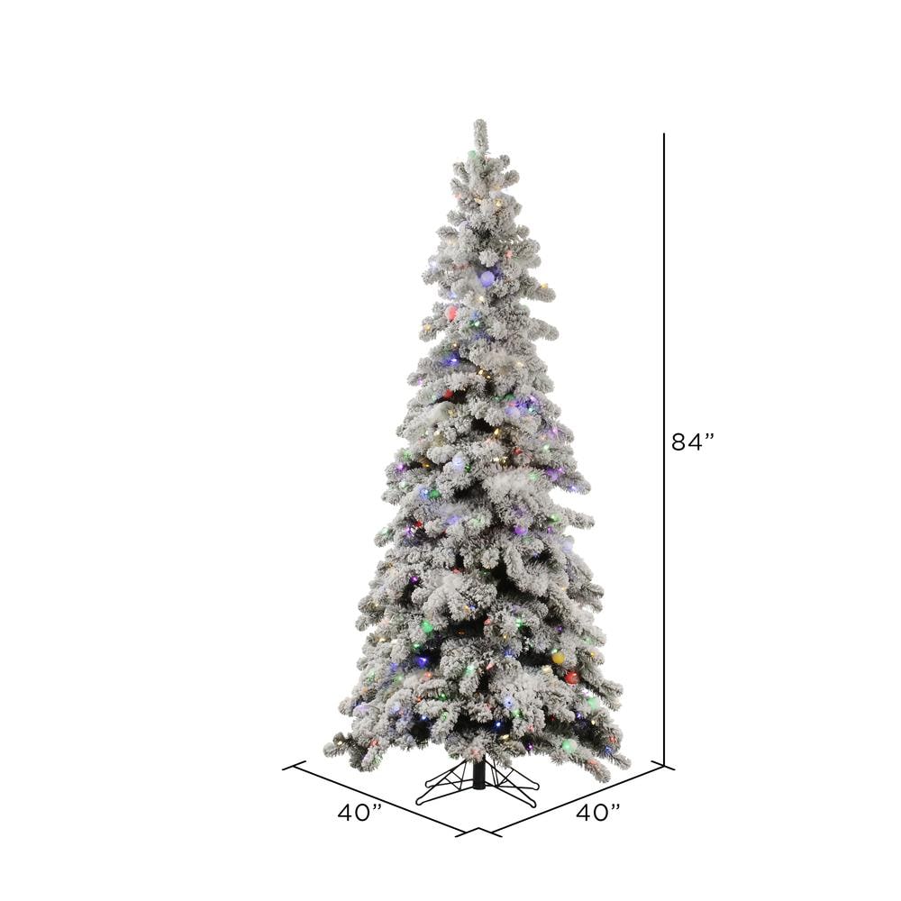 Vickerman 7-ft Kodiak Spruce Pre-lit Slim Flocked White Artificial ...