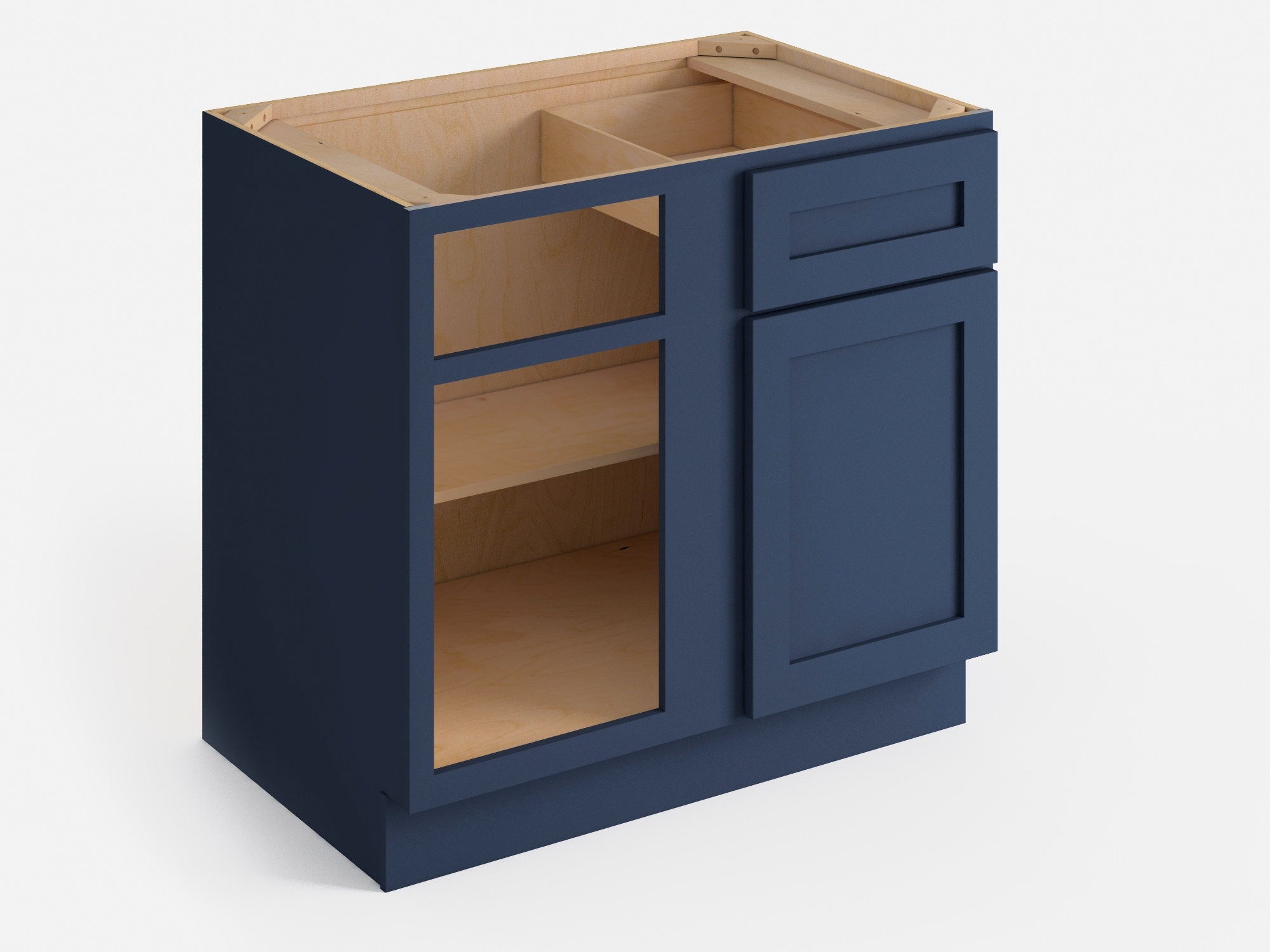 Valleywood Cabinetry 9-in W x 34.5-in H x 24-in D Marine Blue Birch Base Ready To Assemble Plywood Cabinet (Flat Panel Shaker Door Style)
