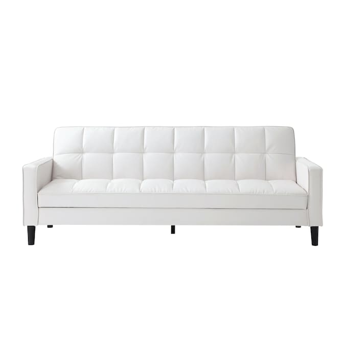 Loft Lyfe Osburne Modern White Faux, White Real Leather Sofa Bed
