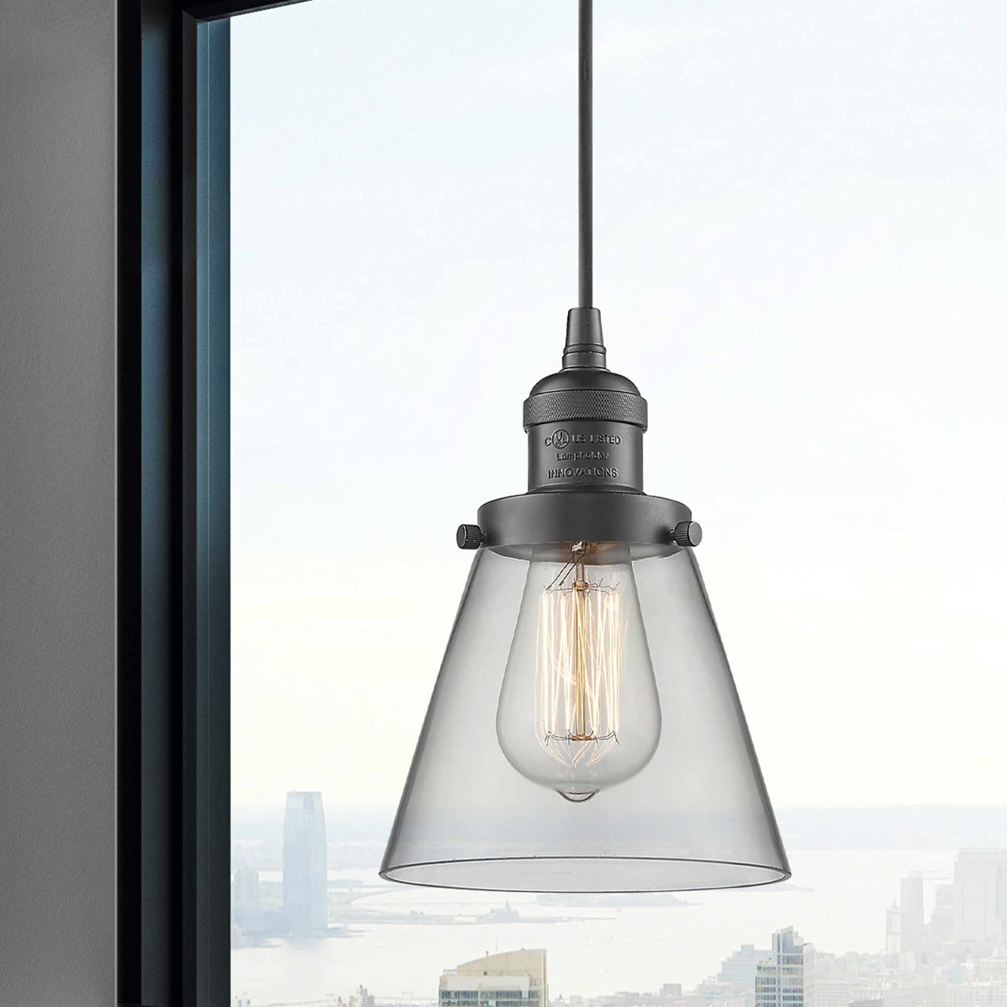 Innovations Lighting 201C-OB-G62 Cone Oil Rubbed Bronze Industrial Clear glass Cone Mini Hanging Pendant light
