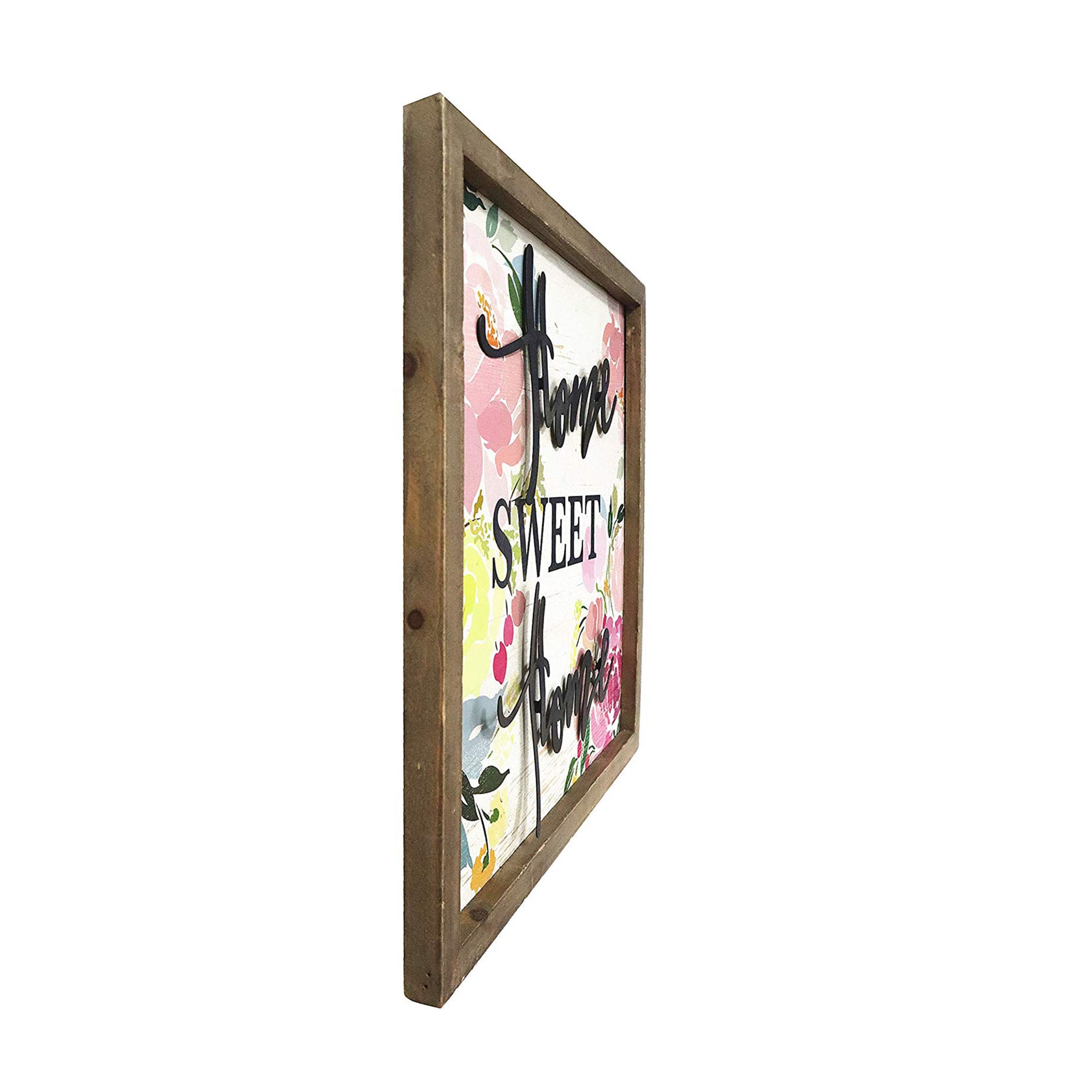 Home Sweet Home Floral Wood Wall Sign, 15.8" x 15.8"