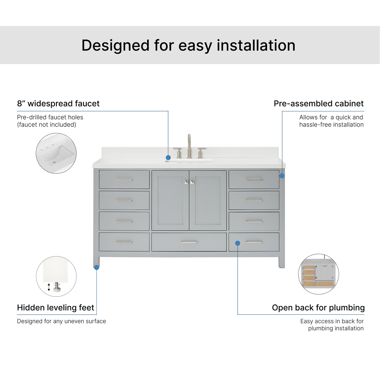 ARIEL A067SWQRVOGRY Bath-Vanity-Combo - View #7