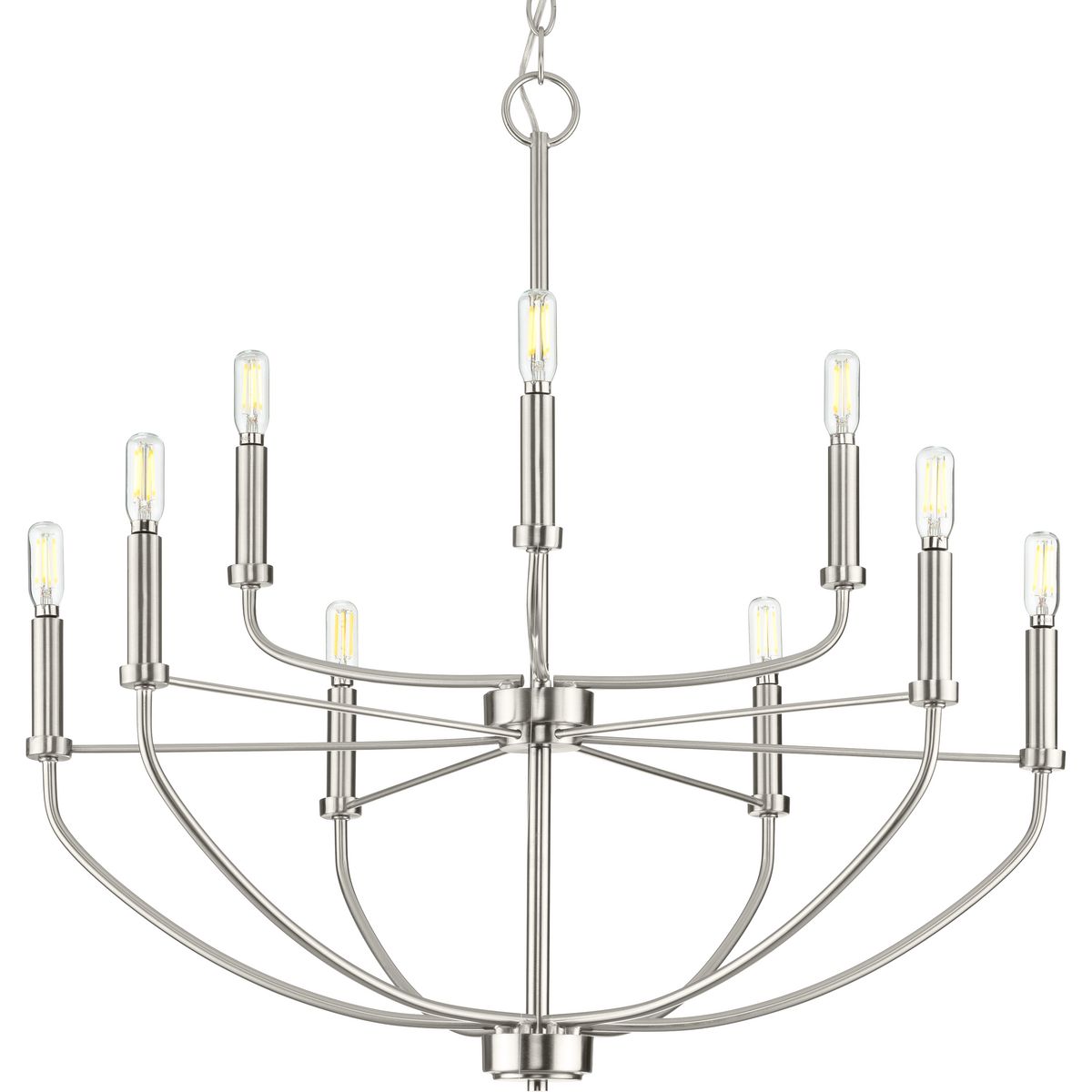 Progress Lighting Winslett 9-Light Brushed Nickel Coastal Chandelier