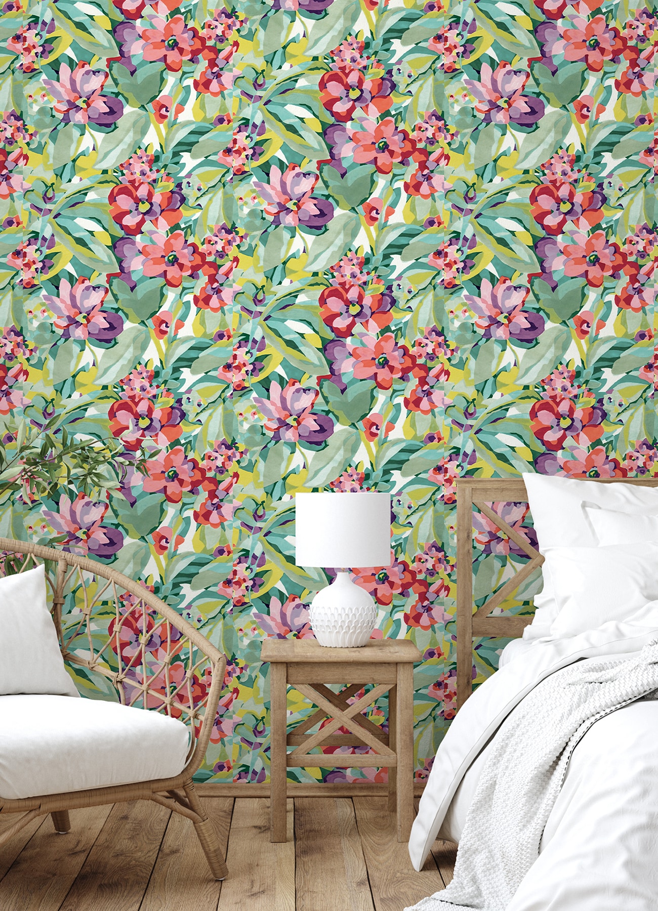Multicolor Vinyl Floral Peel and Stick Wallpaper Roll