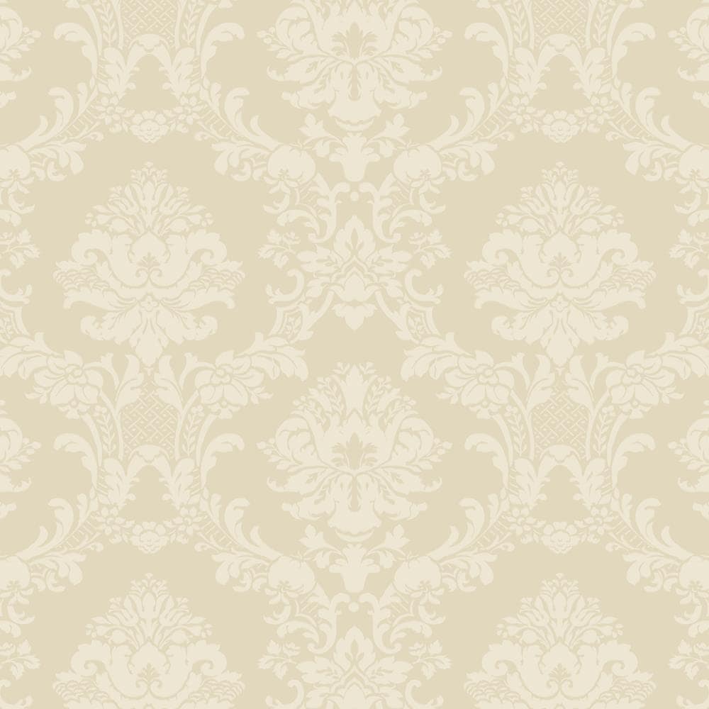 Norwall SB37908 Simply Silks 4 55-Sq. Feet Cream Damask Vinyl Damask Prepasted Soak and Hang Wallpaper