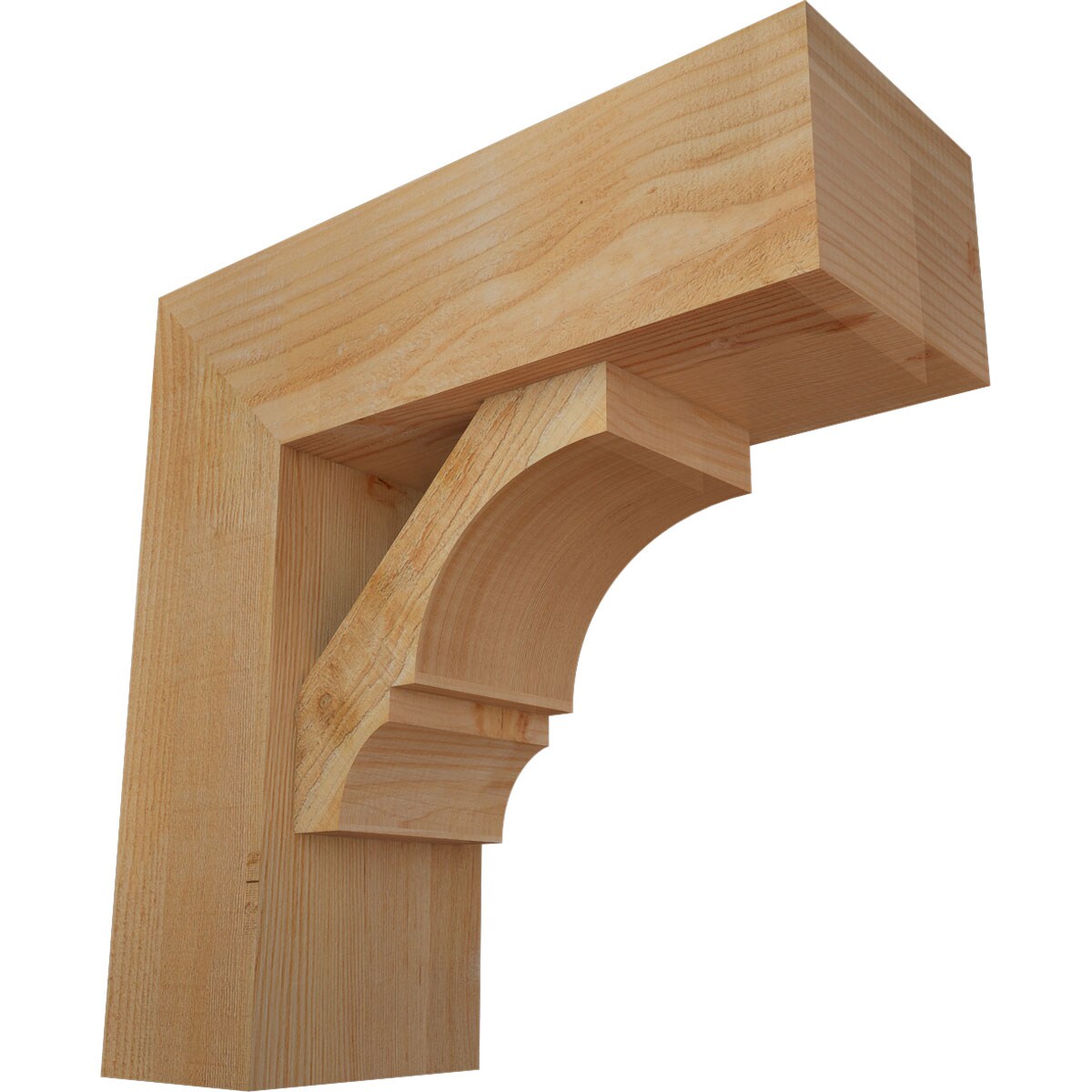 Ekena Millwork 1462070 Balboa block rough sawn bracket with offset brace 8-in x 22-in x 22-in Douglas fir Brown Wood Standard bracket