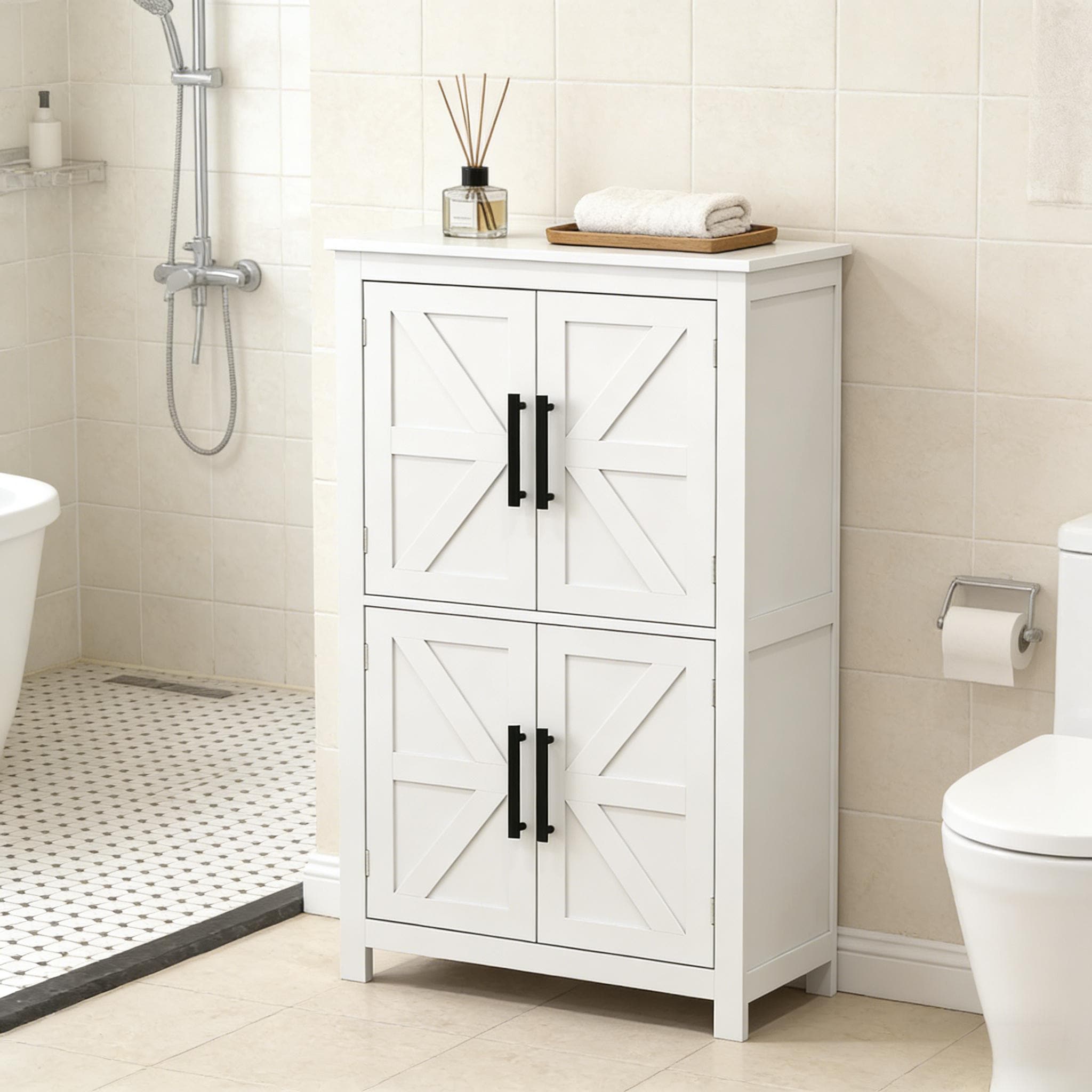 Tinyhomie - Storage Cabinet with Cabinet Doors Storage Shelves for Entryway and Bedroom and Kitchen