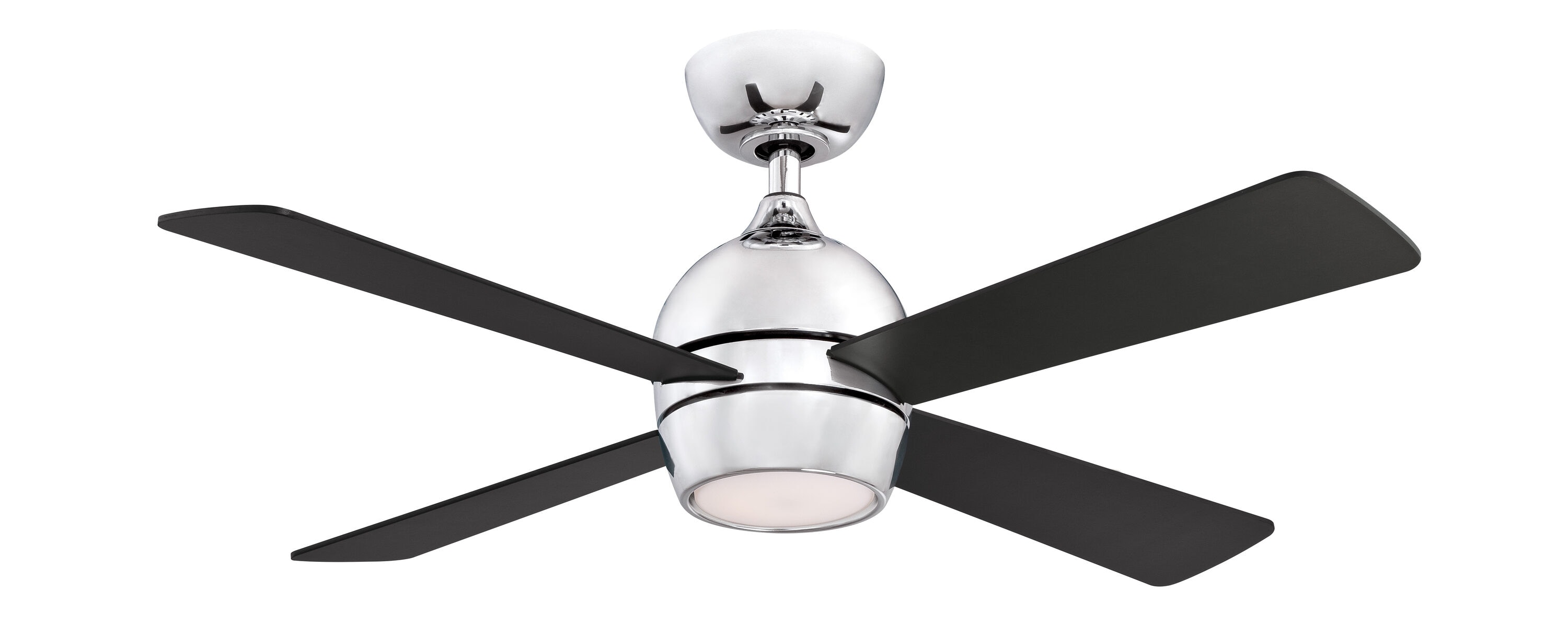 Fanimation FP7644CH Kwad 44-in Chrome with Black Blades Integrated LED Indoor Ceiling Fan with Light and Remote (4-Blade)