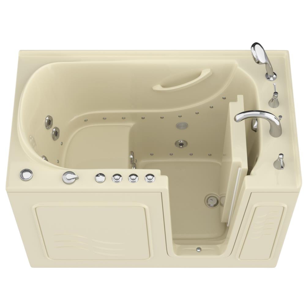 Endurance LSR3053RBD LS series 29.875-in x 52.375-in Biscuit Acrylic Walk-In Whirlpool and Air Bath Combination Tub with Faucet, Hand Shower and Drain (Right Drain)
