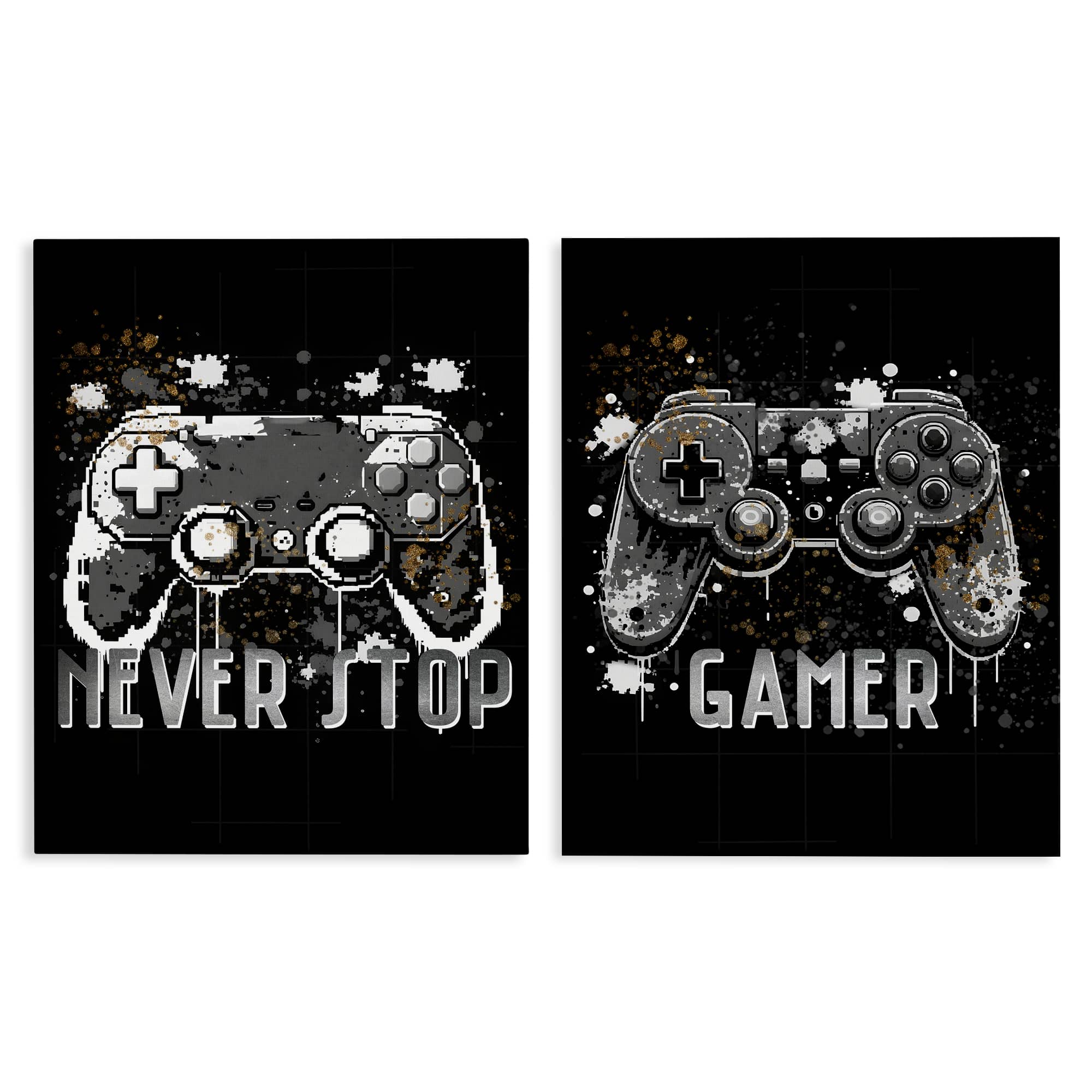 Stupell Industries B2-713-CN-2PC-16X20 Modern Gamer Controller Phrases 2pc Canvas Set design by Kim Allen