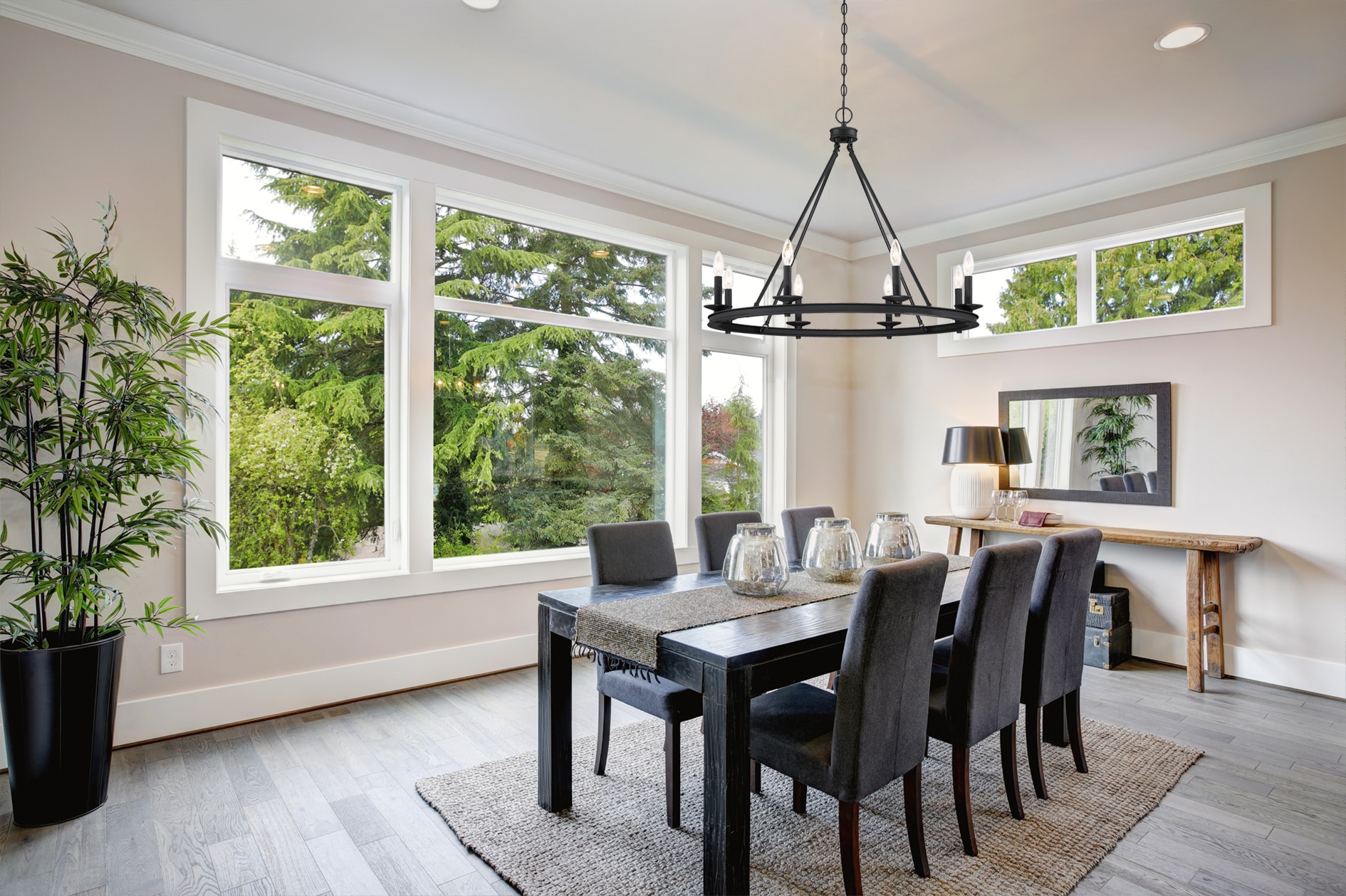 Matte Black 8-Light Metal Candle Chandelier