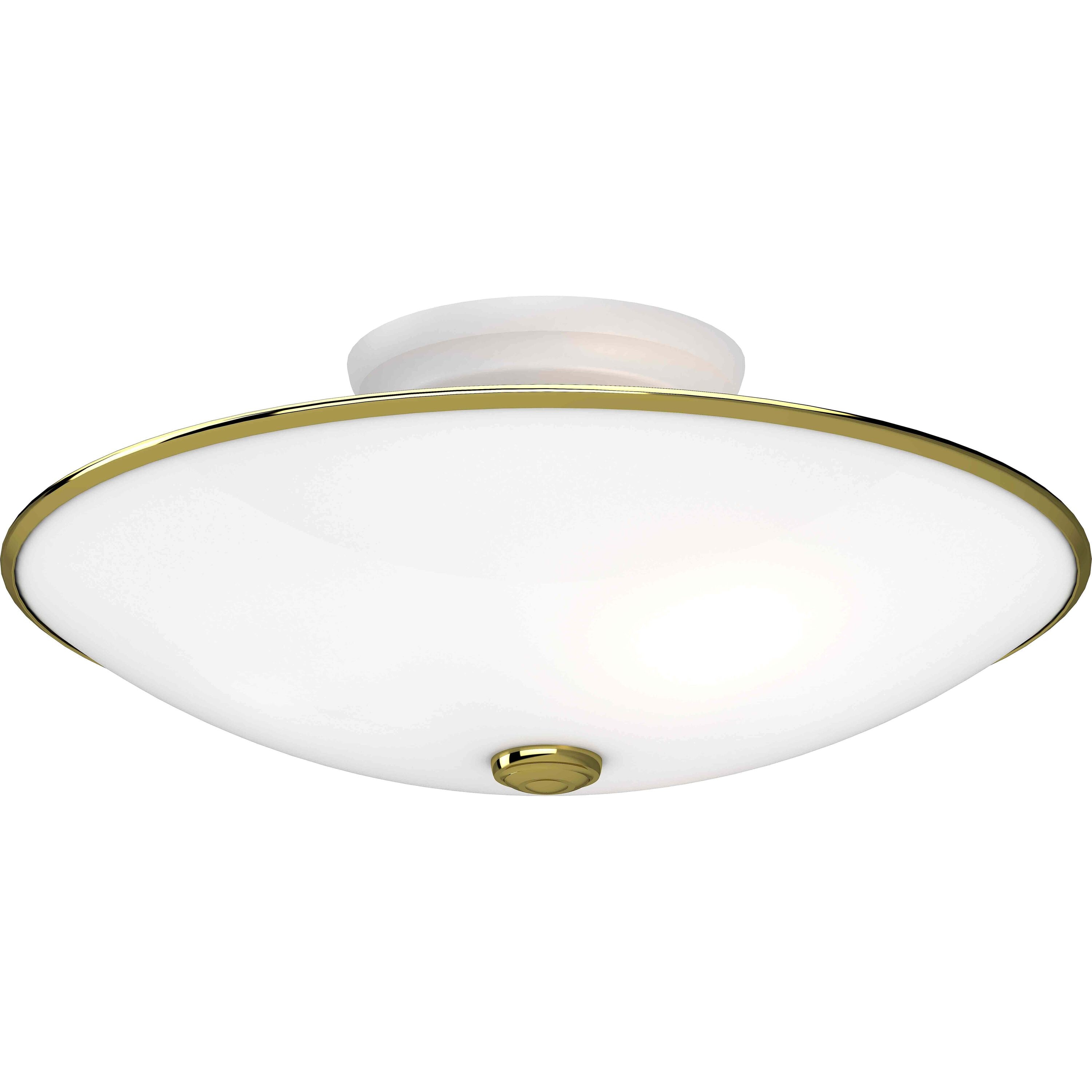 Polished Brass and Frosted Glass Round Flush Mount Light