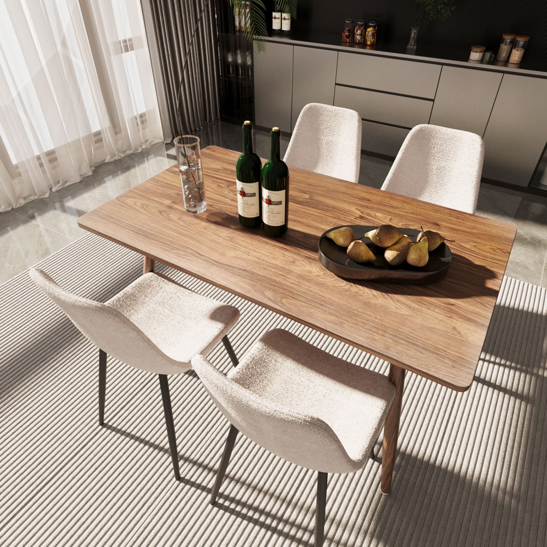 Siavonce XH00103 Walnut Contemporary/Modern Dining Room Set with Rectangular Table ( Seats 4 )