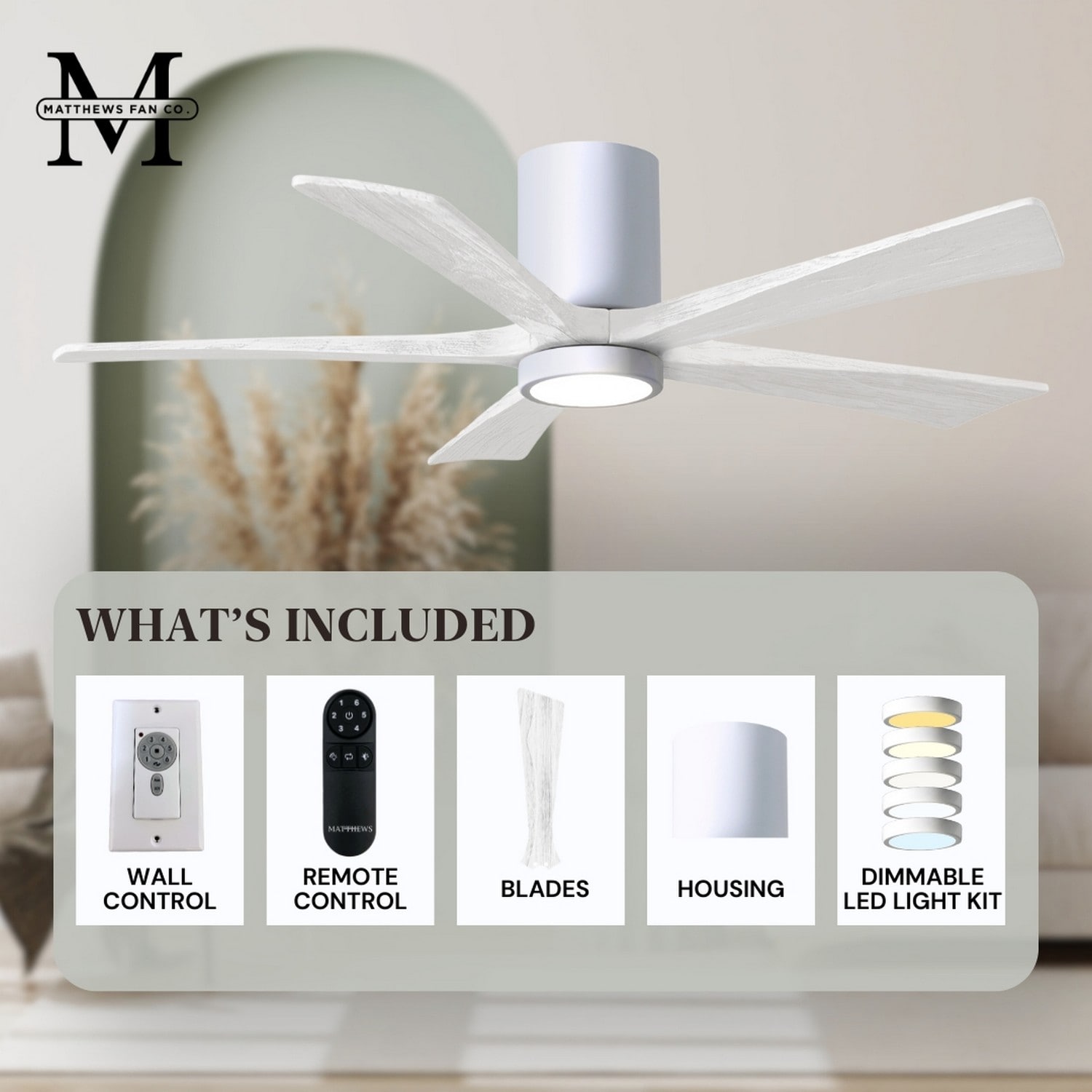 Matthews Fan Company IR5HLK-WH-MWH-60 Ceiling-Fans - View #9