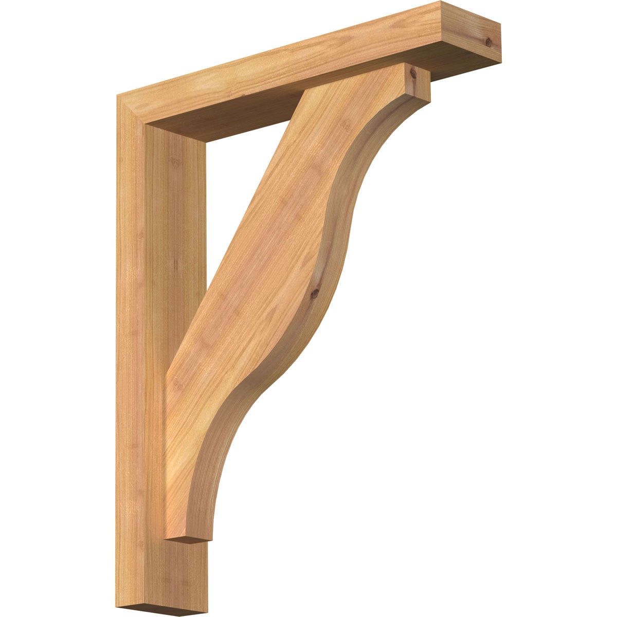 Ekena Millwork 1462309 Funston Block Smooth Bracket with Offset Brace 3-1/2-in x 16-in x 20-in Western red cedar Brown Wood Standard bracket