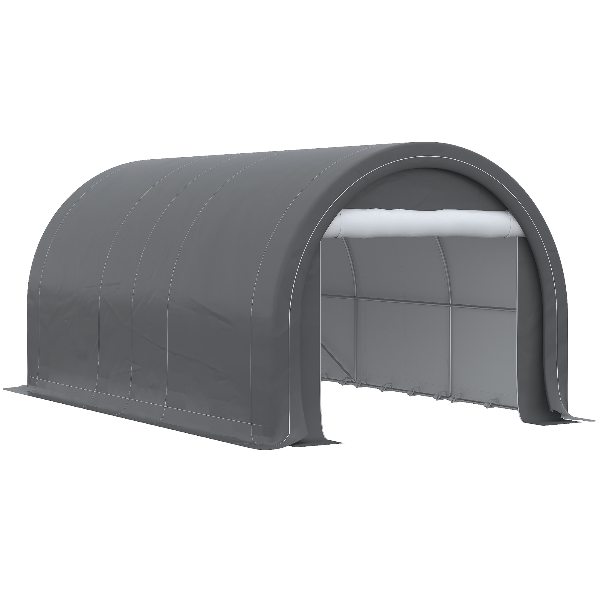 Lycvki CP-12 9.83-Feet W x 15.56-Feet L x 7.87-Feet H Gray Metal Carport with Polycarbonate Roof
