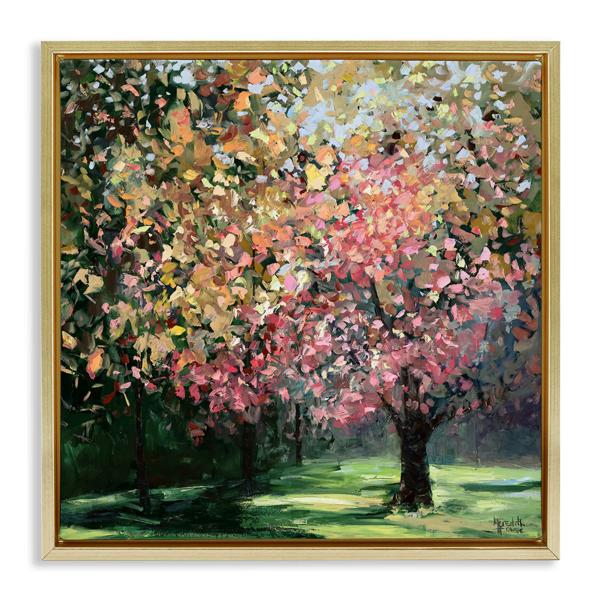 Stupell Industries BS-809-FFG-24X24 Timeless Vivid Foliage Gold Framed Floater Canvas Wall Art By Meredith Howse 25 x 25