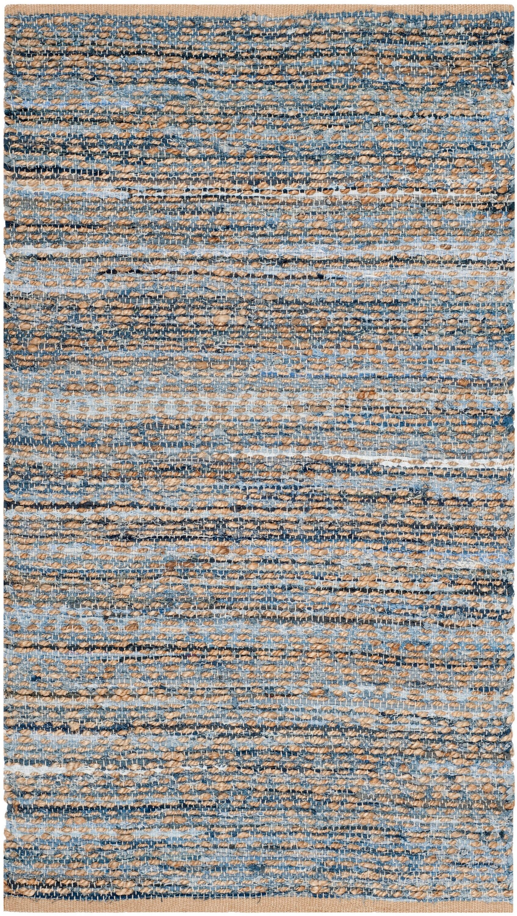 Cape Cod 3' x 5' Natural Blue Hand-Knotted Wool Rug