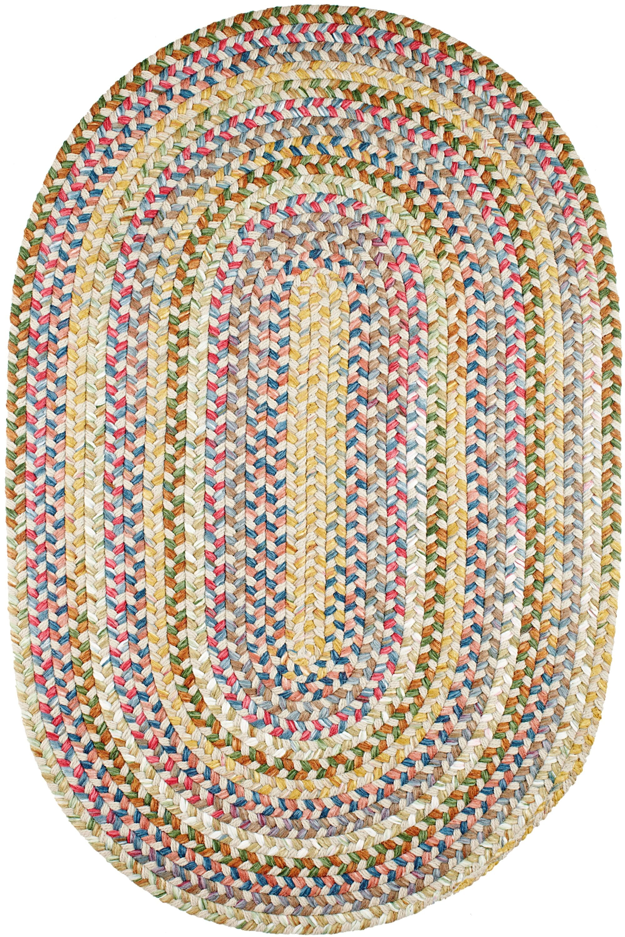 Rhody Rug CJ55R096X132 8 x 11 (ft) Braided Polypropylene Champagne Oval Indoor/Outdoor Geometric Area rug