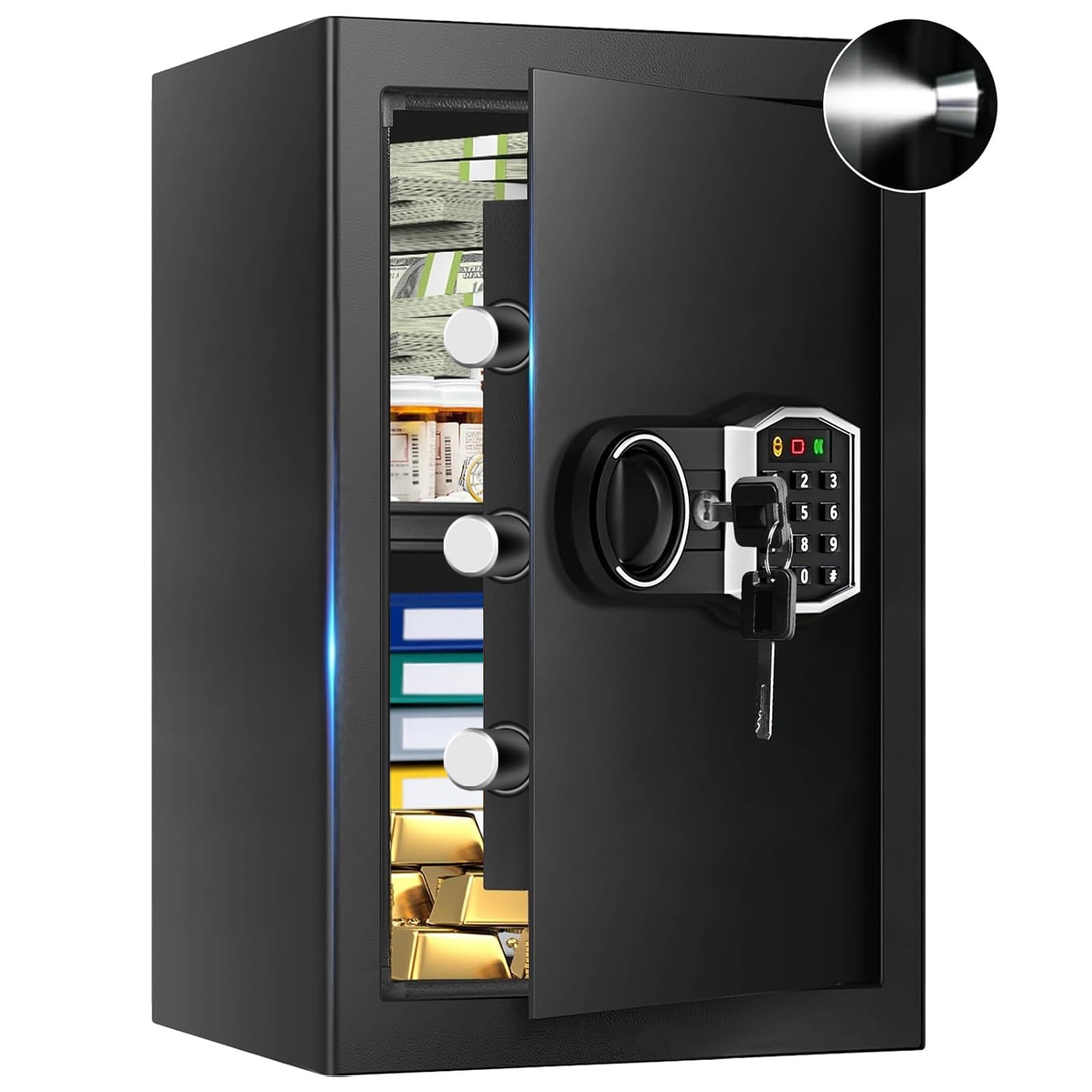 AOIZGMY  3 4 Cub Large Safes for Home Security Fire Safe Box with Spare Keys Alarm System Digital Keypad and Removable Shelf Anti Theft Fireproof