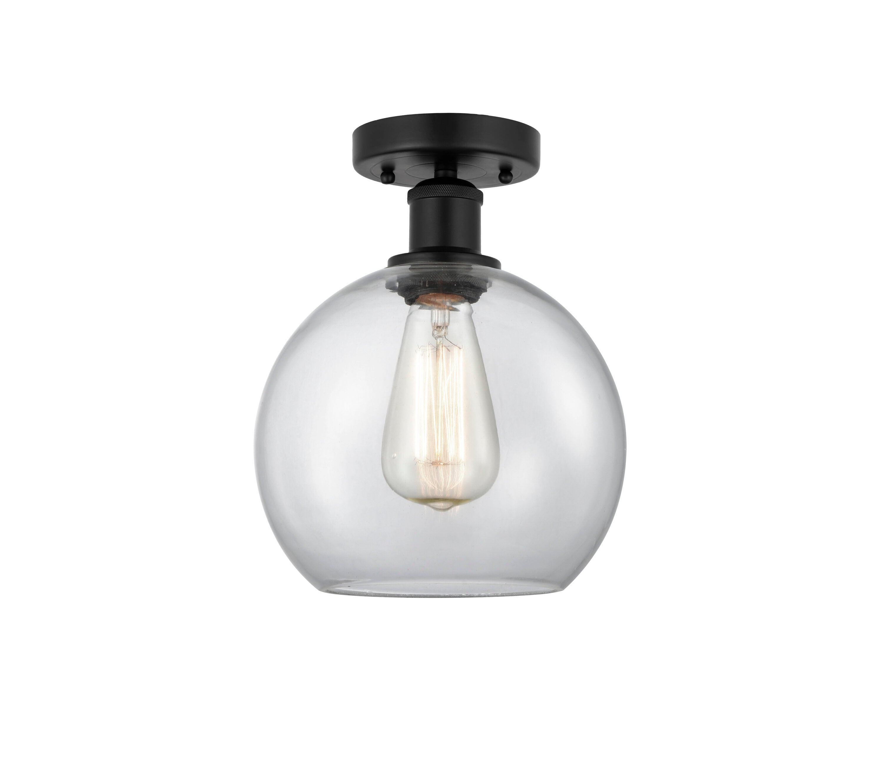 Innovations Lighting 616-1F-BK-G122-8 Athens 1 -Light 8-in Matte Black Flush Mount Light
