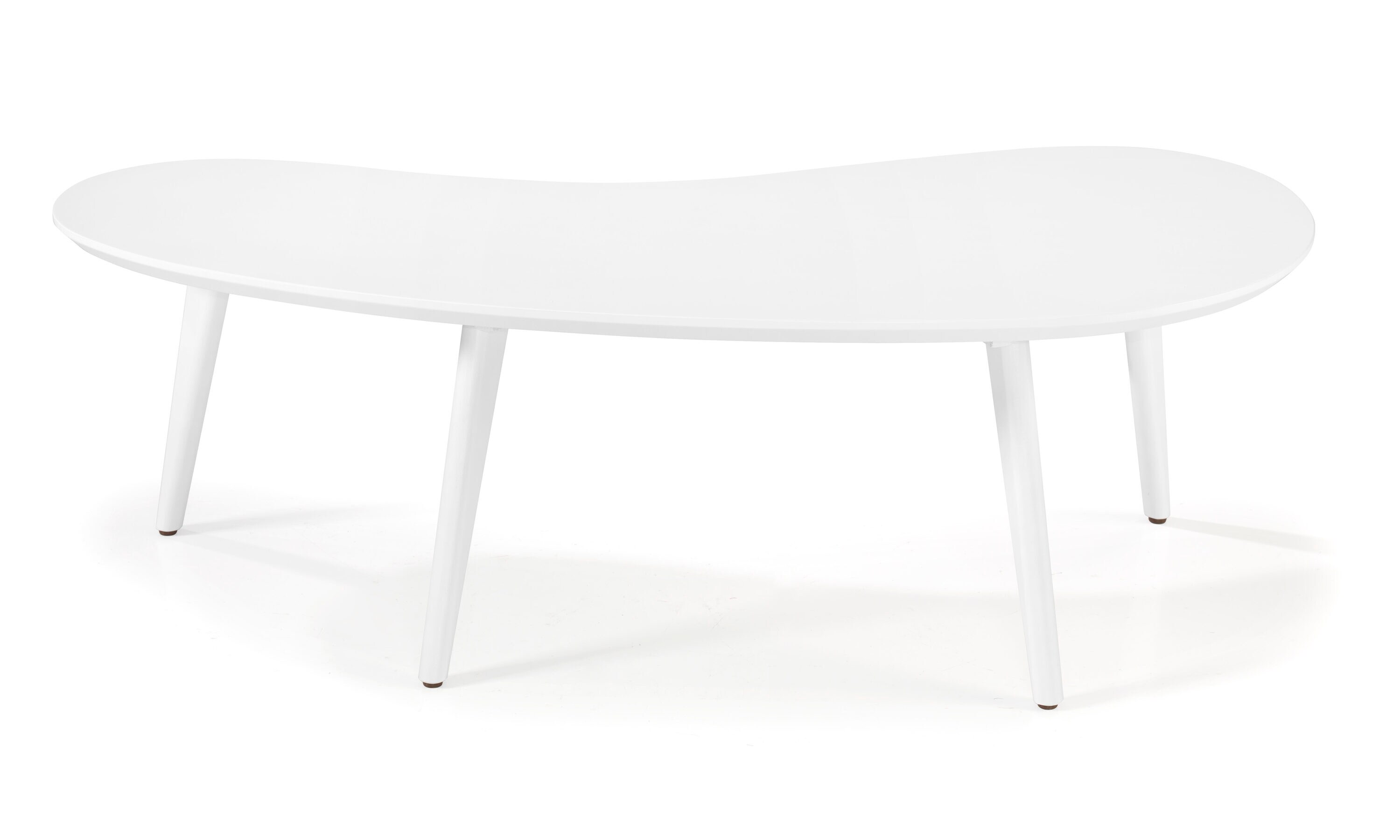 White Oval Solid Wood Mid-Century Modern Coffee Table