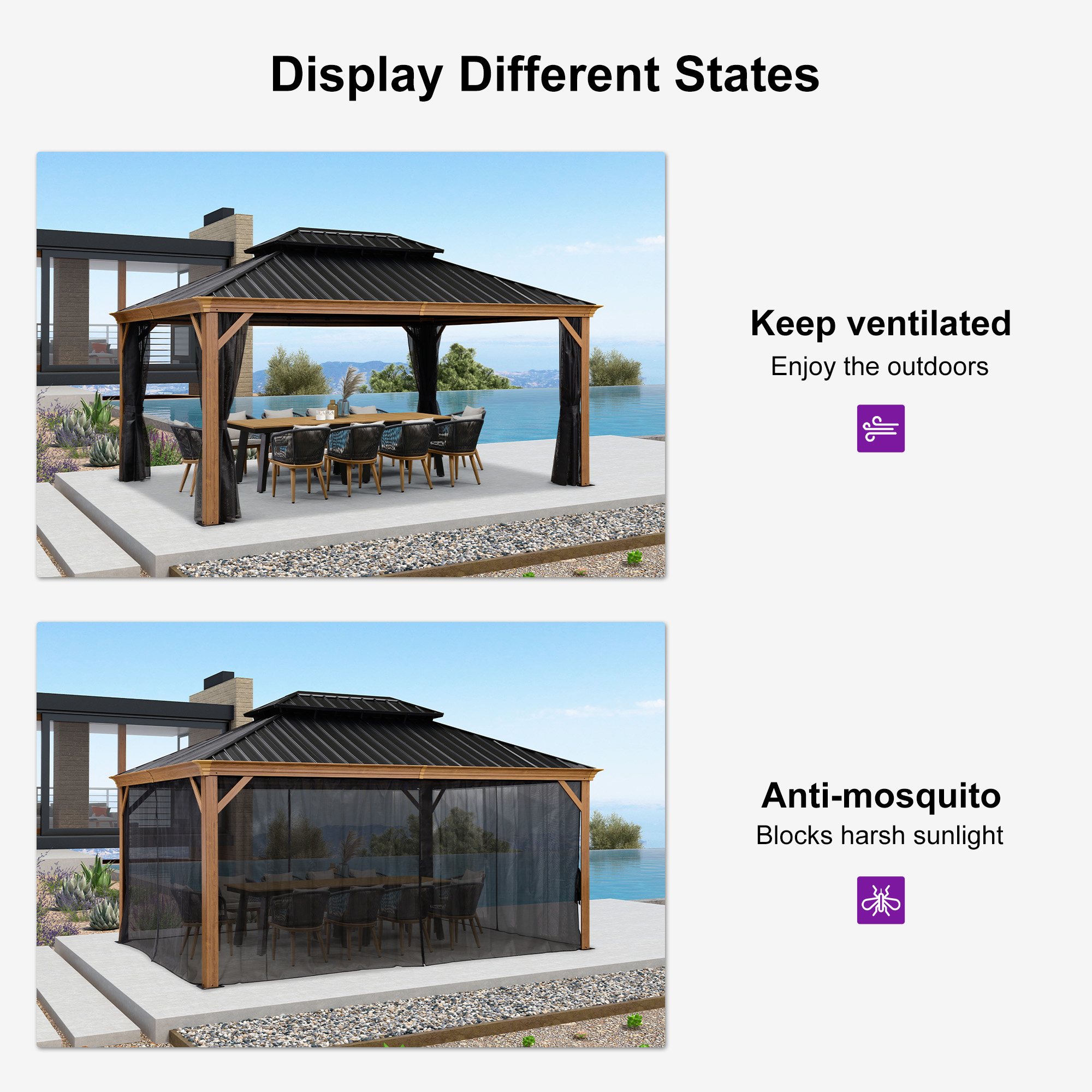 PURPLE LEAF LS06WHTG1216 Wood-Resin-Gazebos - View #8
