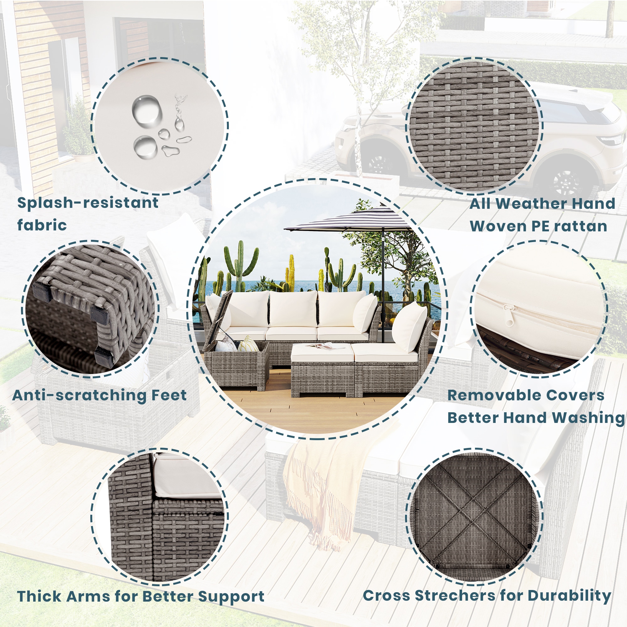 CASAINC CEW-HZ008-BR Patio-Conversation-Sets - View #9