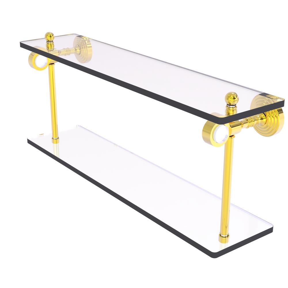 Allied Brass PG-2-22-PB Pacific Grove Polished Brass 2 -Tier Wall mount Bathroom Shelf ( 22-in x 9.3-in x 5-in )