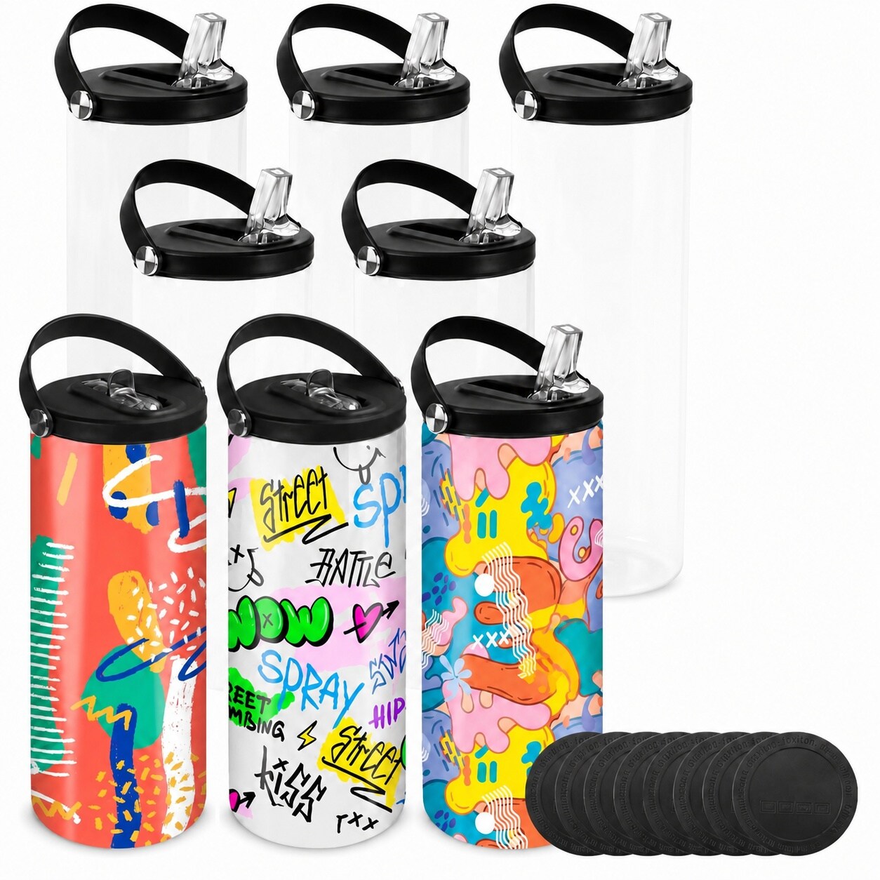 Aoibox  20 oz Sublimation Skinny Insulated Stainless Steel Sports Tumbler with Lid and Straw 8 Pack Blank
