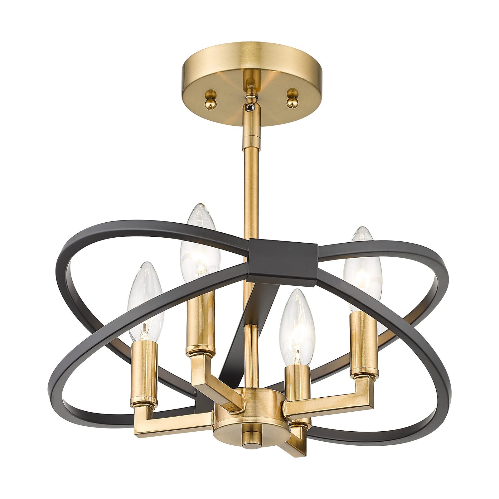 LTMATE LSYE243F-4 BK+BG JAZAVA 4 -Light 12.6-in Matte Black Semi Flush Mount Light