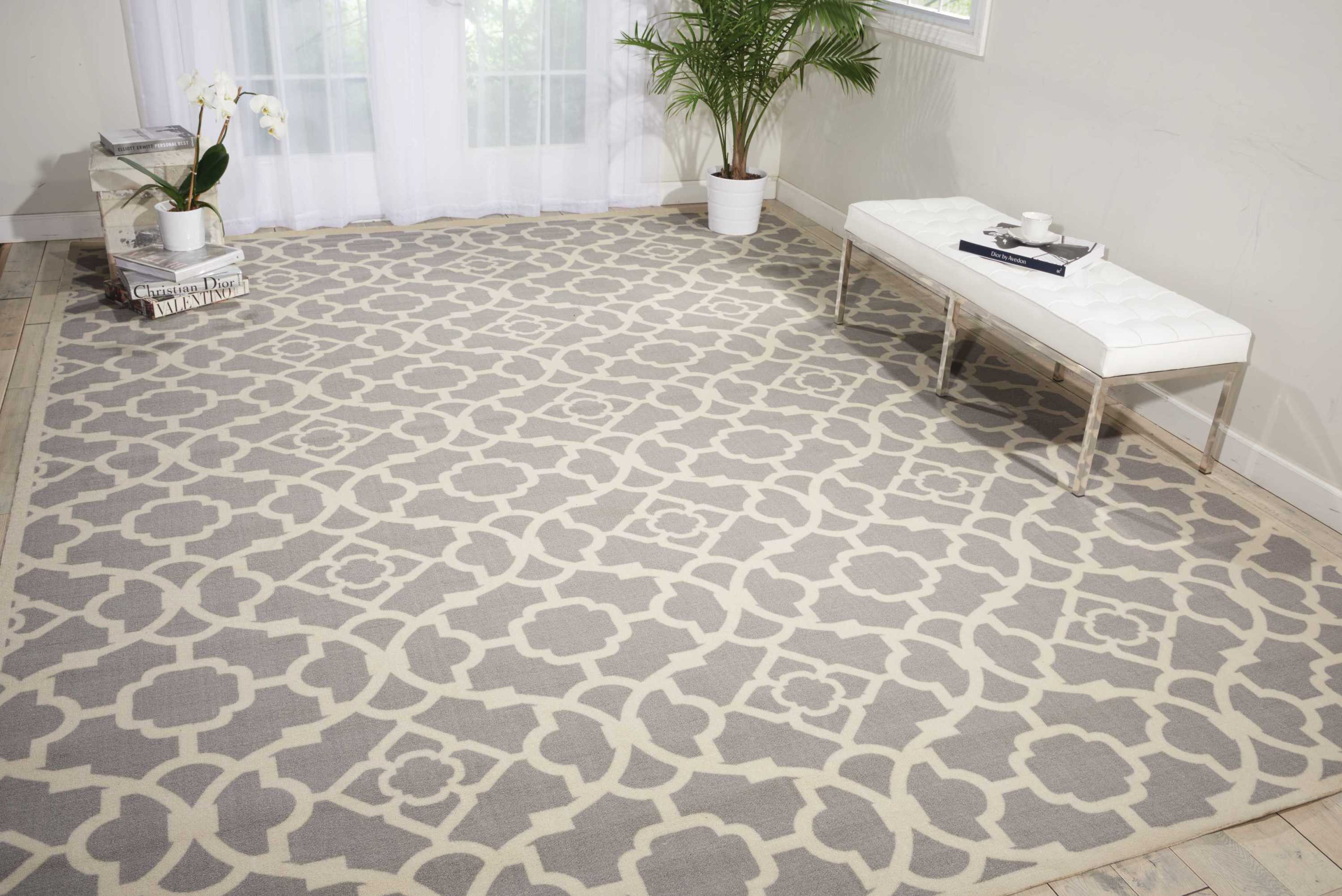 Nourison 14780 Sun N' Shade 8 x 10 (ft) Loomed Polyester Grey Rectangular Indoor/Outdoor Abstract Area rug