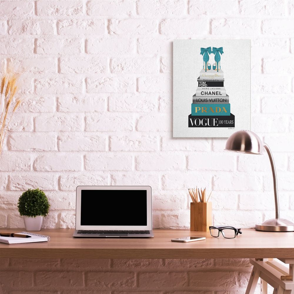 Turquoise Heels on Fashion Books Canvas Wall Art