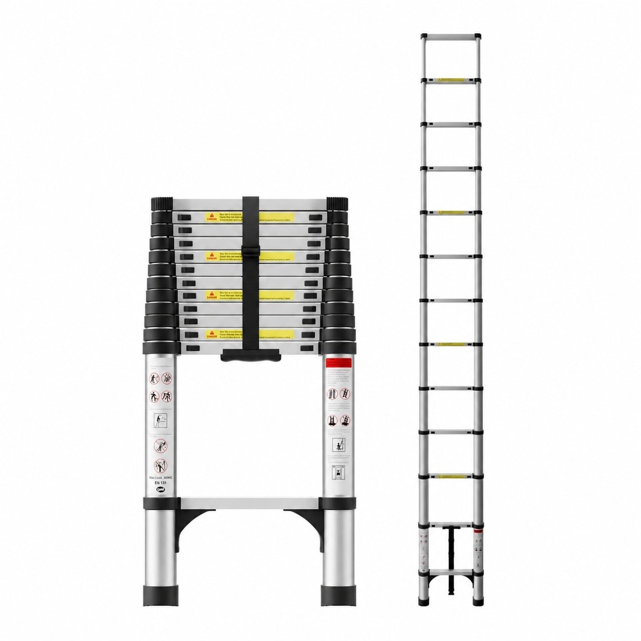Vrbgify 16.5 FT Aluminum Telescoping Extension Ladder 330 lb Capacity Stabilizers Non Slip Feet Multi Purpose Portable 1 Piece Silver #LVG0430D23