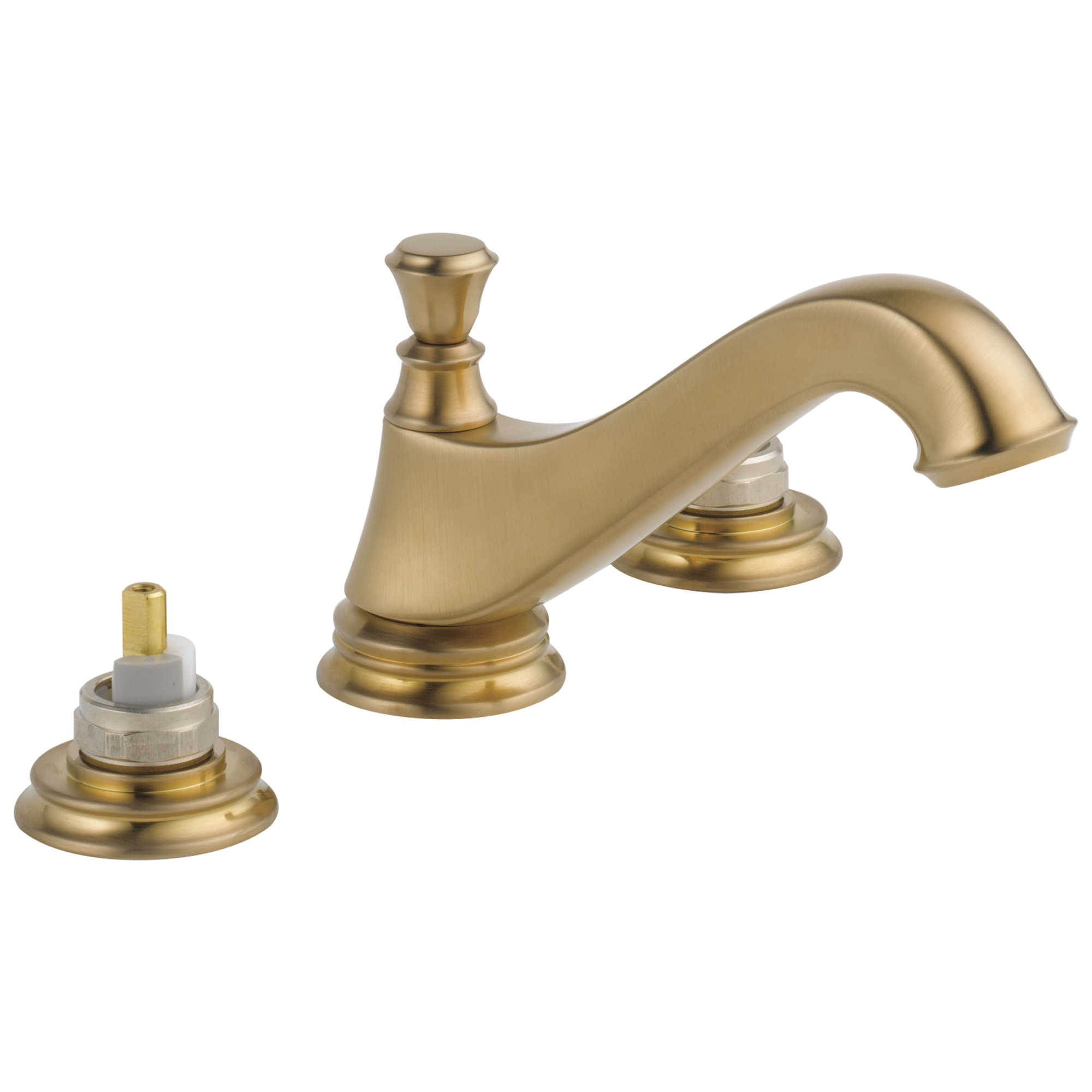 Delta 3595LF-CZMPU-LHP Cassidy Champagne Bronze Widespread Sold separately WaterSense Low-arc Residential Handle Bathroom Sink Faucet with Drain