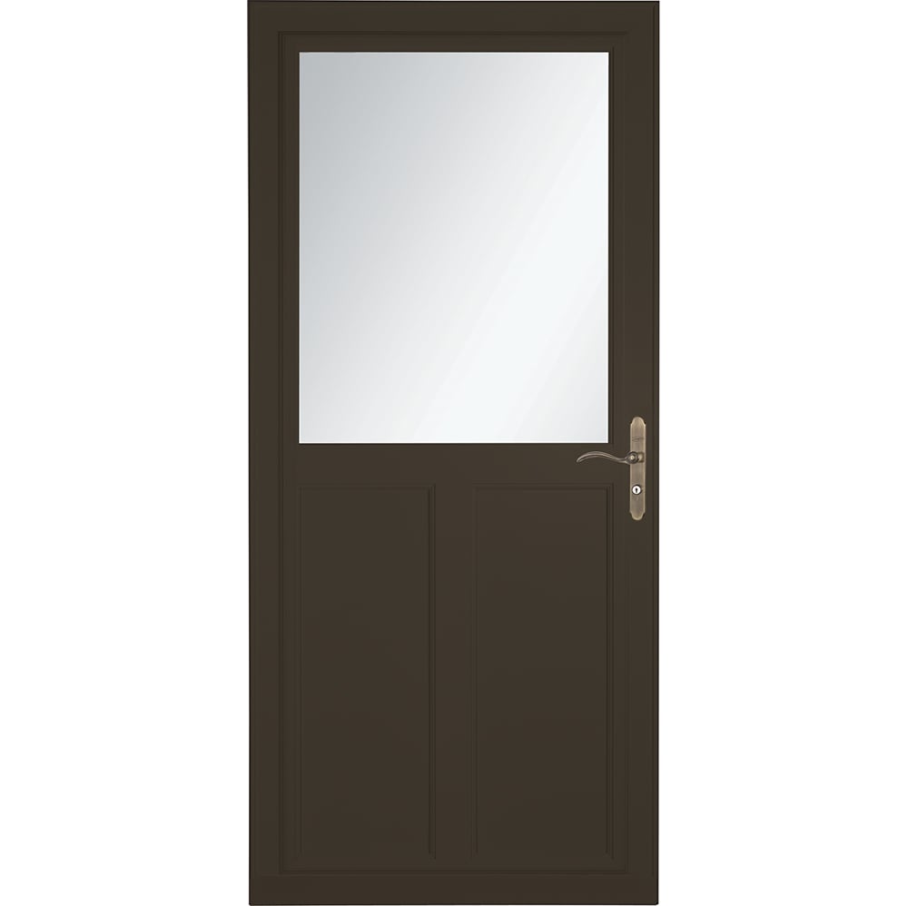 Tradewinds Selection 36-in x 81-in Elk High-view Retractable Screen Aluminum Storm Door with Antique Brass Handle in Brown | - LARSON 1460804220