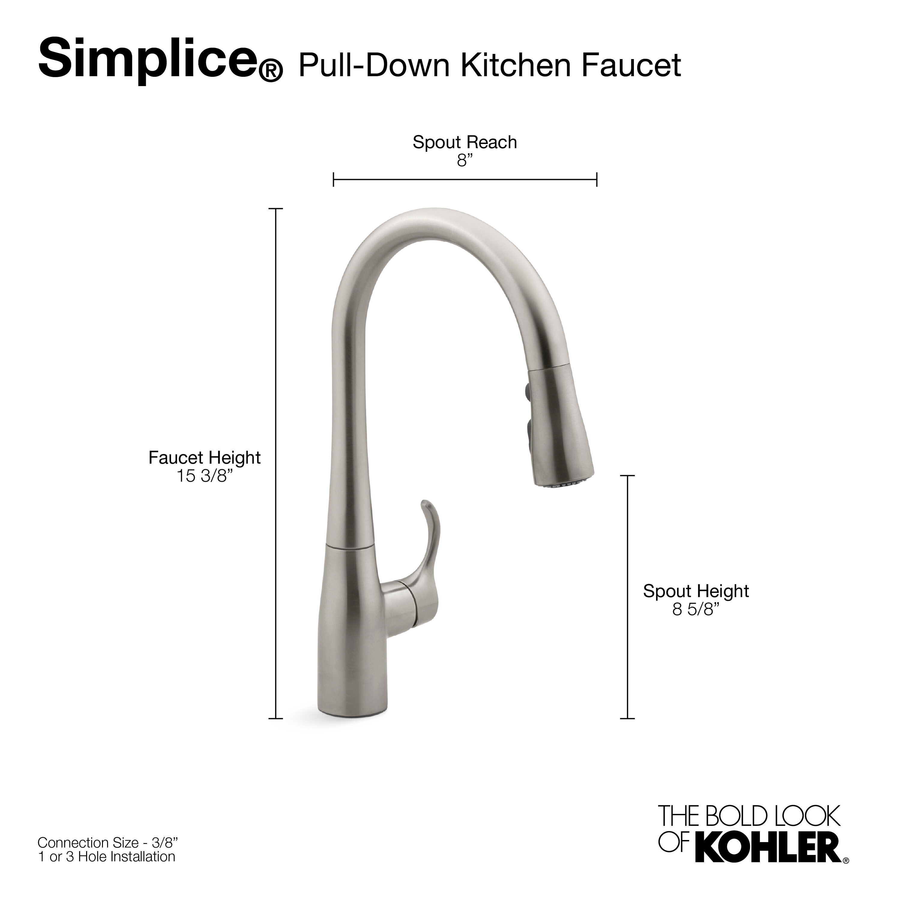 KOHLER Simplice Vibrant Stainless Single Handle Pull Down Kitchen   63069143 