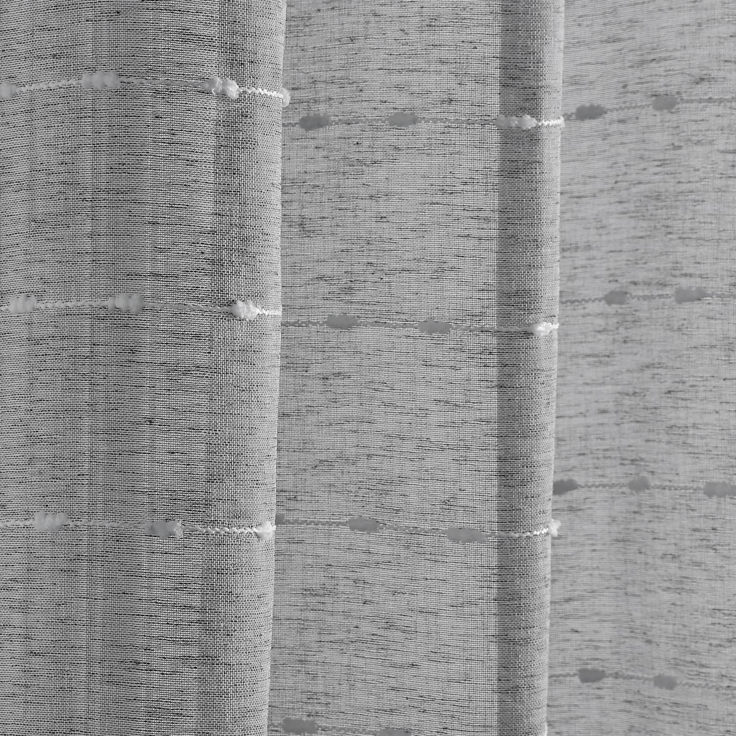 Dark Gray Sheer Polyester Grommet Window Curtain Panels, 38"W x 84"L