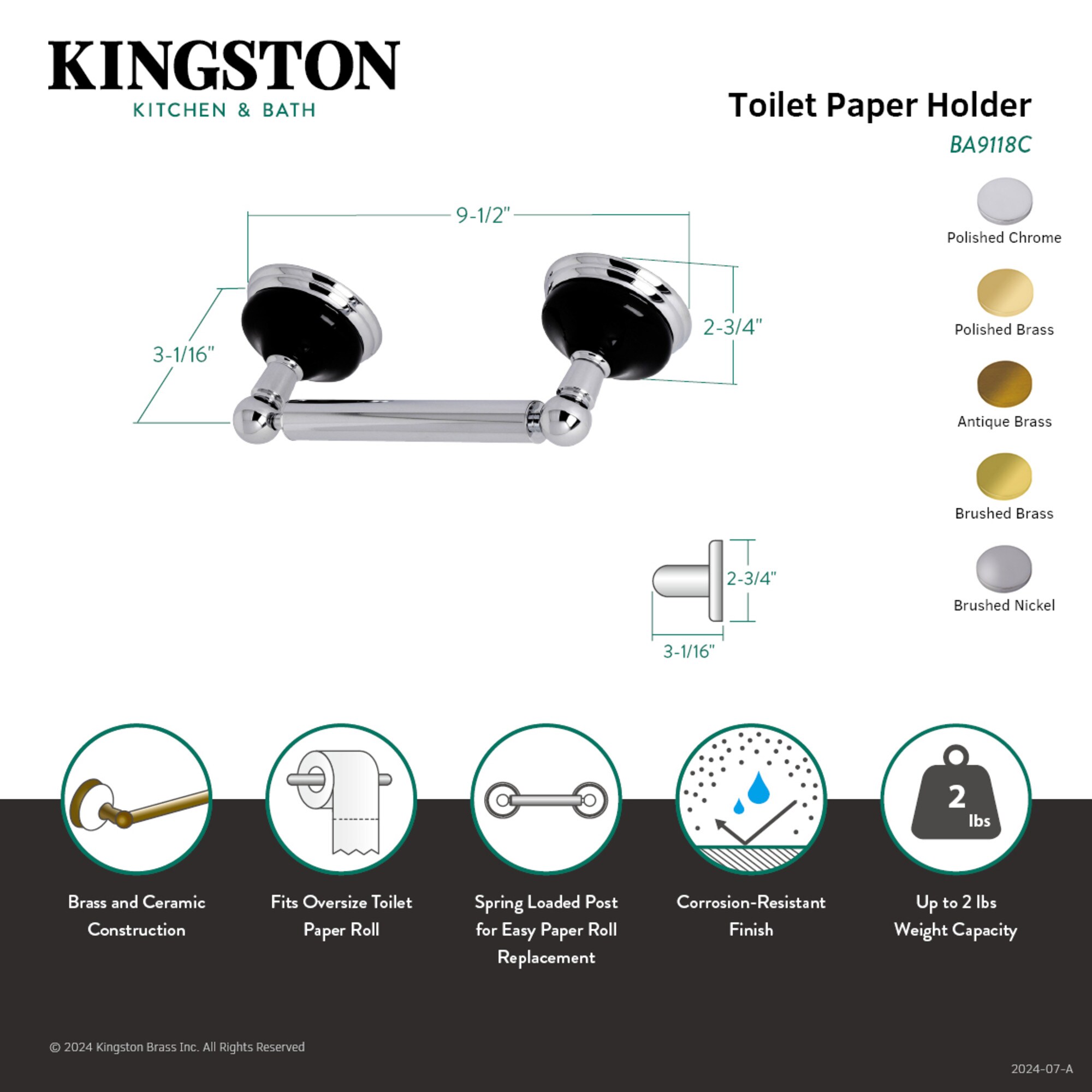 Kingston Brass WLBA9118PB d060360 - View #2